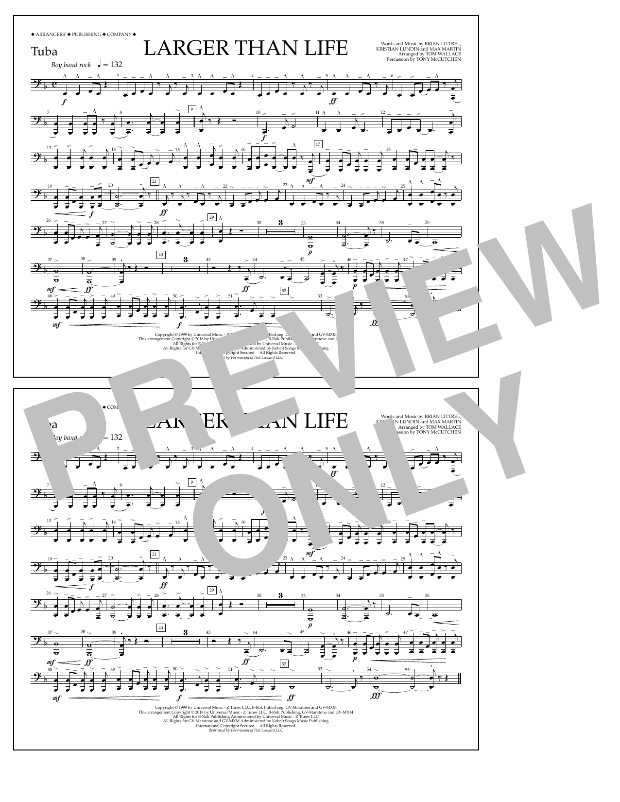 Learn to play Tom Wallace Larger Than Life - Tuba sheet music for Marching Band in minutes. Price: 7.8900$ Tom Wallace Larger Than Life - Tuba sheet music notes and chords arranged for Marching Band