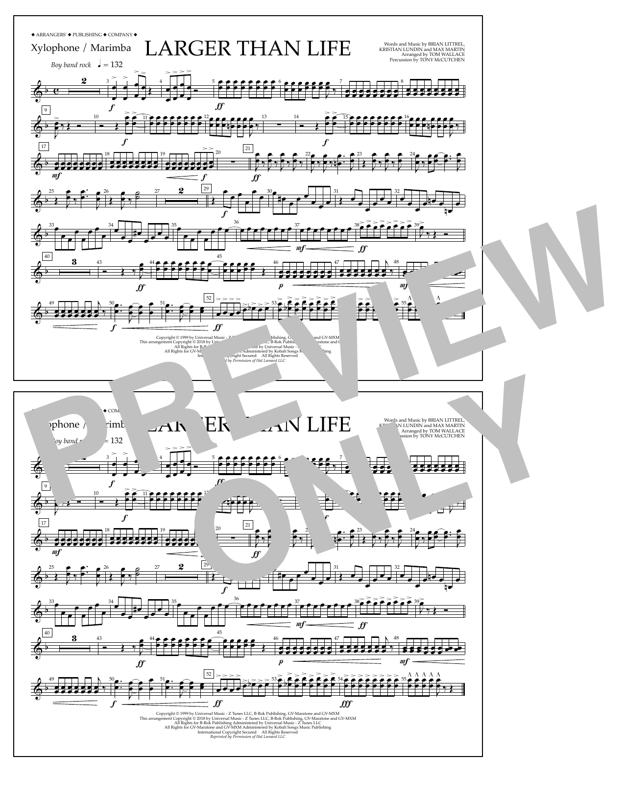 Learn to play Tom Wallace Larger Than Life - Xylophone/Marimba sheet music for Marching Band in minutes. Price: 7.8900$ Tom Wallace Larger Than Life - Xylophone/Marimba sheet music notes and chords arranged for Marching Band