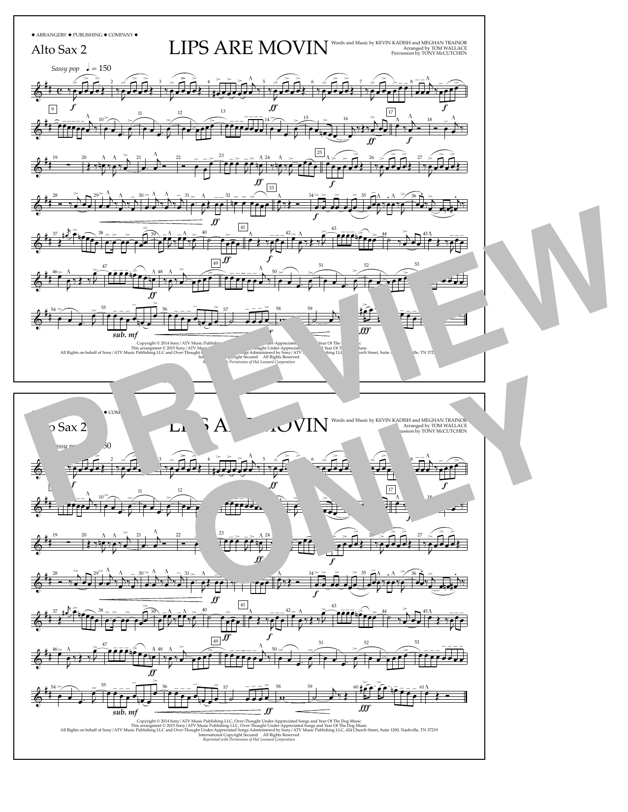 Learn to play Tom Wallace Lips Are Movin - Alto Sax 2 sheet music for Marching Band in minutes. Price: 7.8900$ Tom Wallace Lips Are Movin - Alto Sax 2 sheet music notes and chords arranged for Marching Band