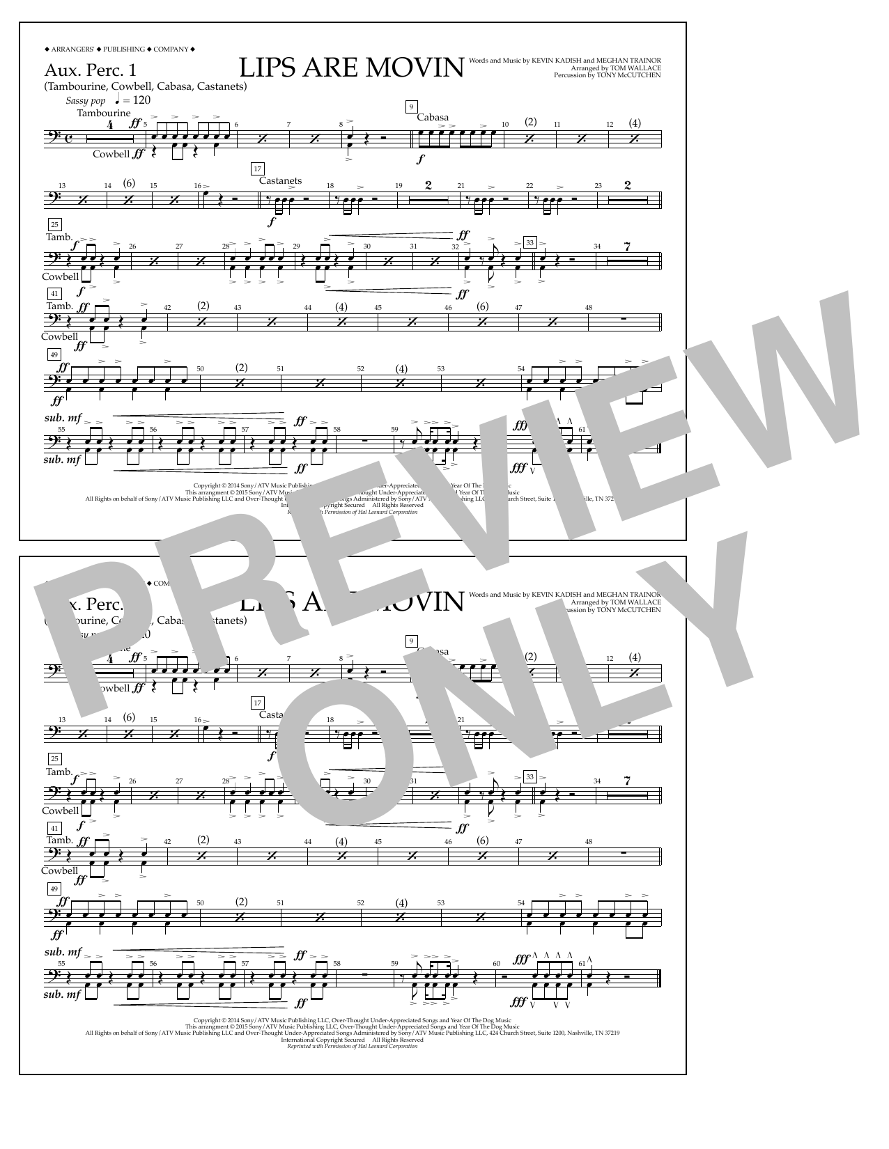 Learn to play Tom Wallace Lips Are Movin - Aux. Perc. 1 sheet music for Marching Band in minutes. Price: 7.8900$ Tom Wallace Lips Are Movin - Aux. Perc. 1 sheet music notes and chords arranged for Marching Band