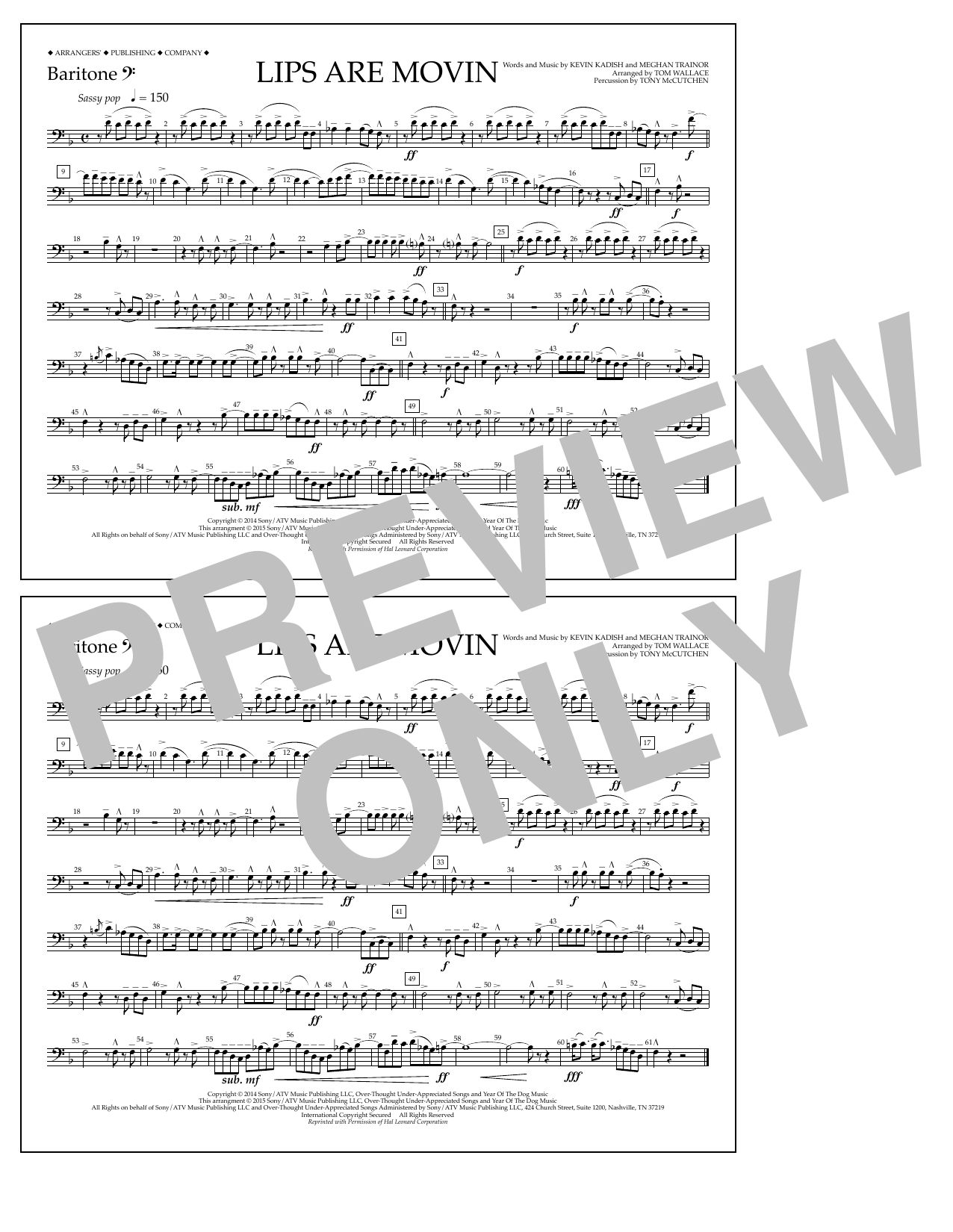 Learn to play Tom Wallace Lips Are Movin - Baritone B.C. sheet music for Marching Band in minutes. Price: 7.8900$ Tom Wallace Lips Are Movin - Baritone B.C. sheet music notes and chords arranged for Marching Band