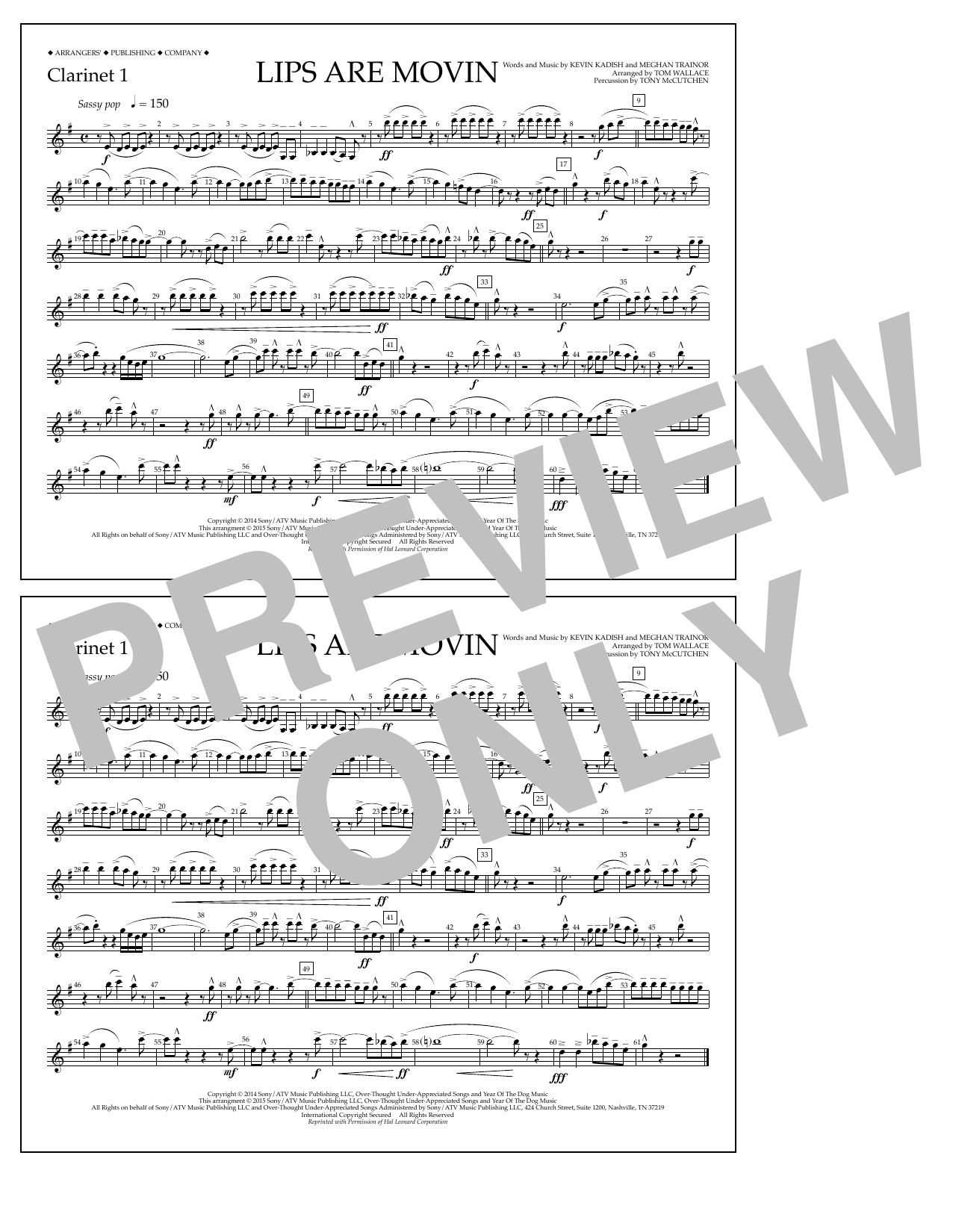 Learn to play Tom Wallace Lips Are Movin - Clarinet 1 sheet music for Marching Band in minutes. Price: 7.8900$ Tom Wallace Lips Are Movin - Clarinet 1 sheet music notes and chords arranged for Marching Band