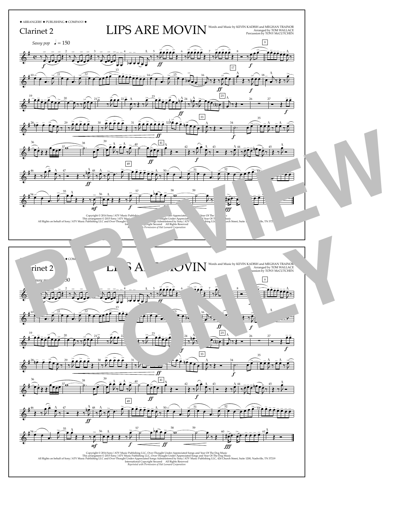 Learn to play Tom Wallace Lips Are Movin - Clarinet 2 sheet music for Marching Band in minutes. Price: 7.8900$ Tom Wallace Lips Are Movin - Clarinet 2 sheet music notes and chords arranged for Marching Band