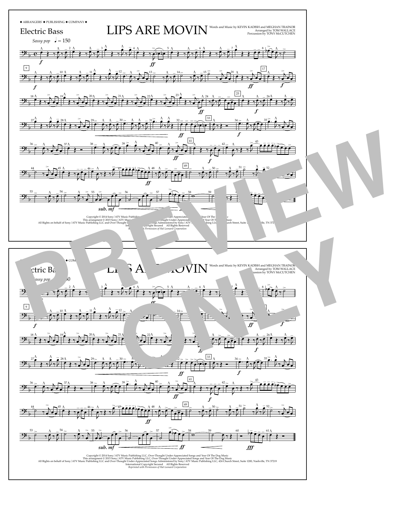 Learn to play Tom Wallace Lips Are Movin - Electric Bass sheet music for Marching Band in minutes. Price: 7.8900$ Tom Wallace Lips Are Movin - Electric Bass sheet music notes and chords arranged for Marching Band