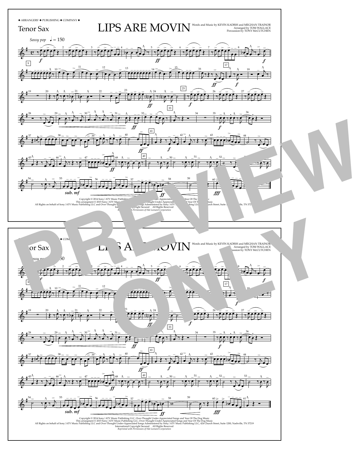 Learn to play Tom Wallace Lips Are Movin - Tenor Sax sheet music for Marching Band in minutes. Price: 7.8900$ Tom Wallace Lips Are Movin - Tenor Sax sheet music notes and chords arranged for Marching Band