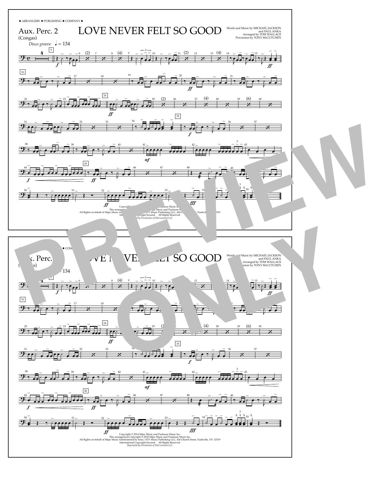 Learn to play Tom Wallace Love Never Felt So Good - Aux. Perc. 2 sheet music for Marching Band in minutes. Price: 7.8900$ Tom Wallace Love Never Felt So Good - Aux. Perc. 2 sheet music notes and chords arranged for Marching Band