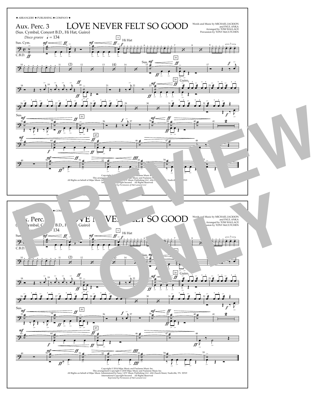 Learn to play Tom Wallace Love Never Felt So Good - Aux. Perc. 3 sheet music for Marching Band in minutes. Price: 7.8900$ Tom Wallace Love Never Felt So Good - Aux. Perc. 3 sheet music notes and chords arranged for Marching Band