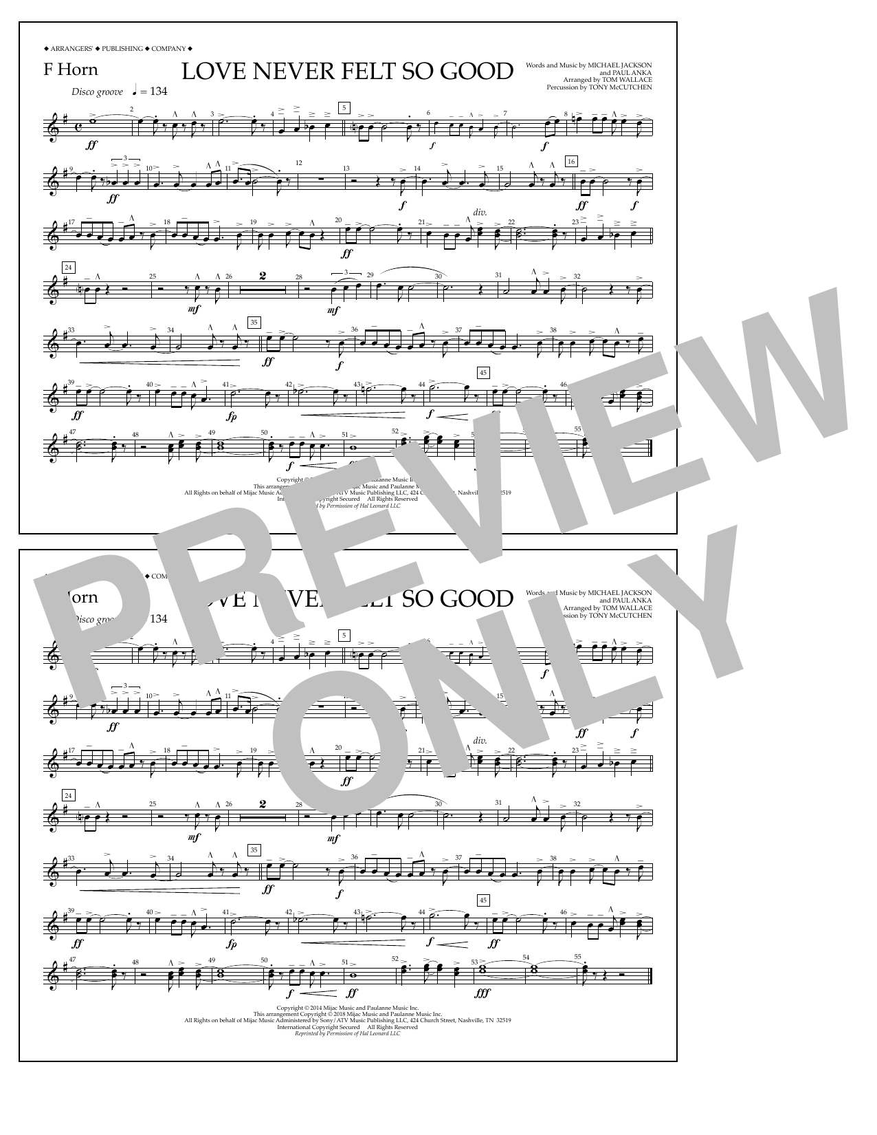Learn to play Tom Wallace Love Never Felt So Good - F Horn sheet music for Marching Band in minutes. Price: 7.8900$ Tom Wallace Love Never Felt So Good - F Horn sheet music notes and chords arranged for Marching Band