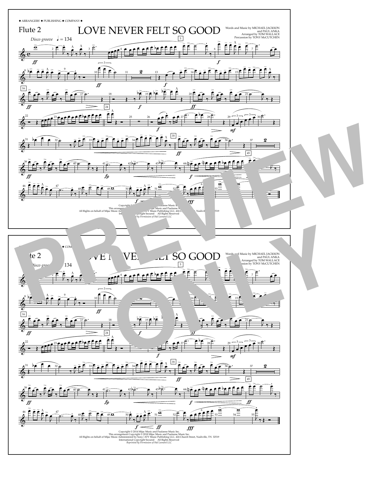 Learn to play Tom Wallace Love Never Felt So Good - Flute 2 sheet music for Marching Band in minutes. Price: 7.8900$ Tom Wallace Love Never Felt So Good - Flute 2 sheet music notes and chords arranged for Marching Band