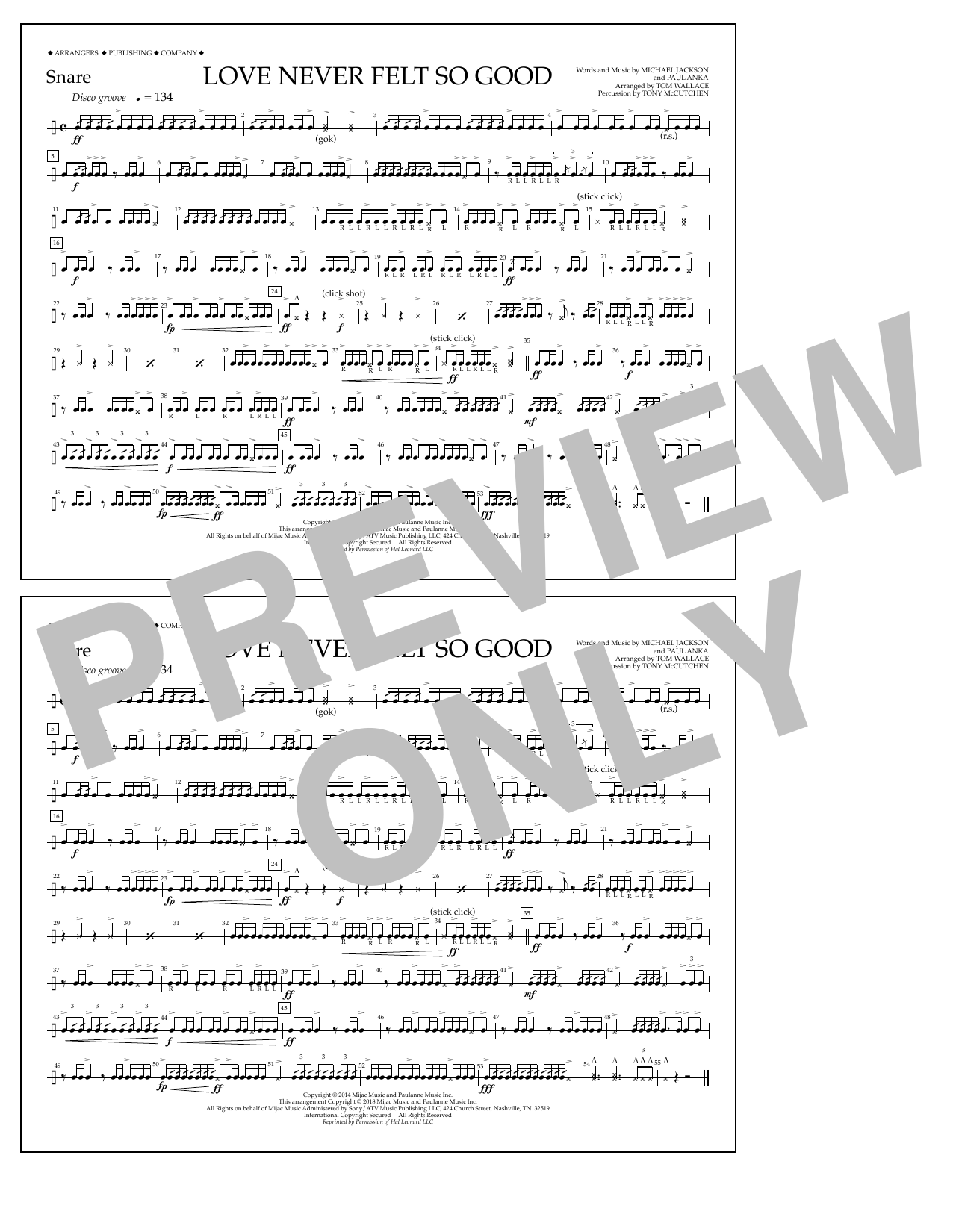 Learn to play Tom Wallace Love Never Felt So Good - Snare sheet music for Marching Band in minutes. Price: 7.8900$ Tom Wallace Love Never Felt So Good - Snare sheet music notes and chords arranged for Marching Band