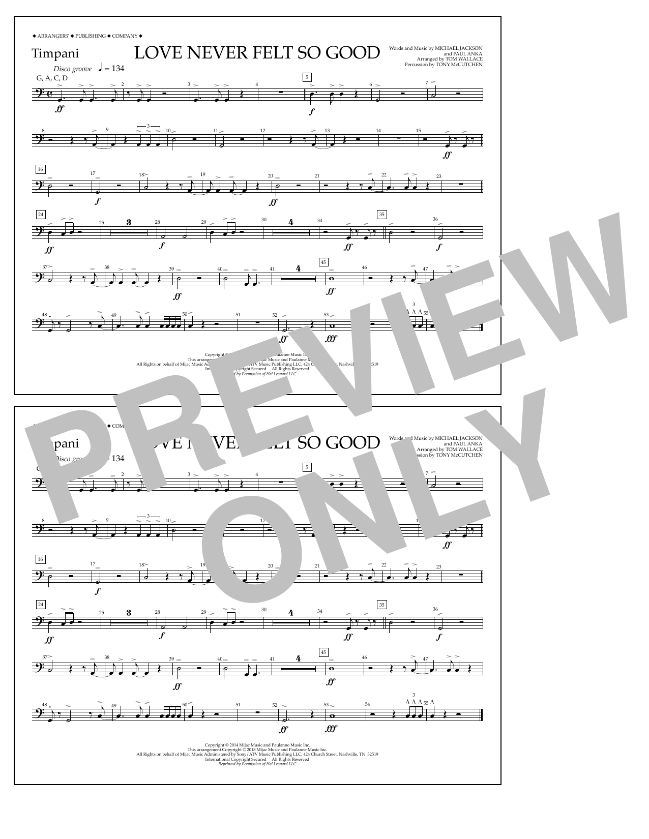 Learn to play Tom Wallace Love Never Felt So Good - Timpani sheet music for Marching Band in minutes. Price: 7.8900$ Tom Wallace Love Never Felt So Good - Timpani sheet music notes and chords arranged for Marching Band