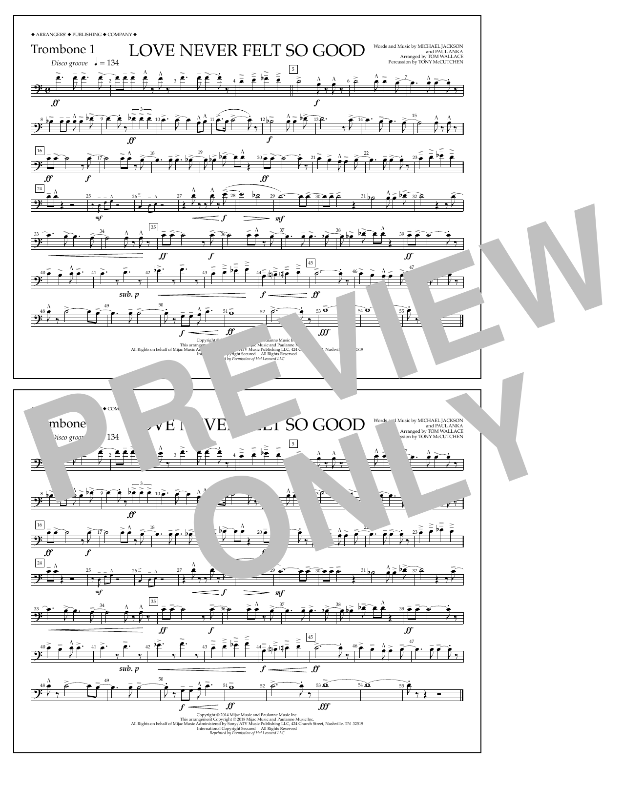 Learn to play Tom Wallace Love Never Felt So Good - Trombone 1 sheet music for Marching Band in minutes. Price: 7.8900$ Tom Wallace Love Never Felt So Good - Trombone 1 sheet music notes and chords arranged for Marching Band