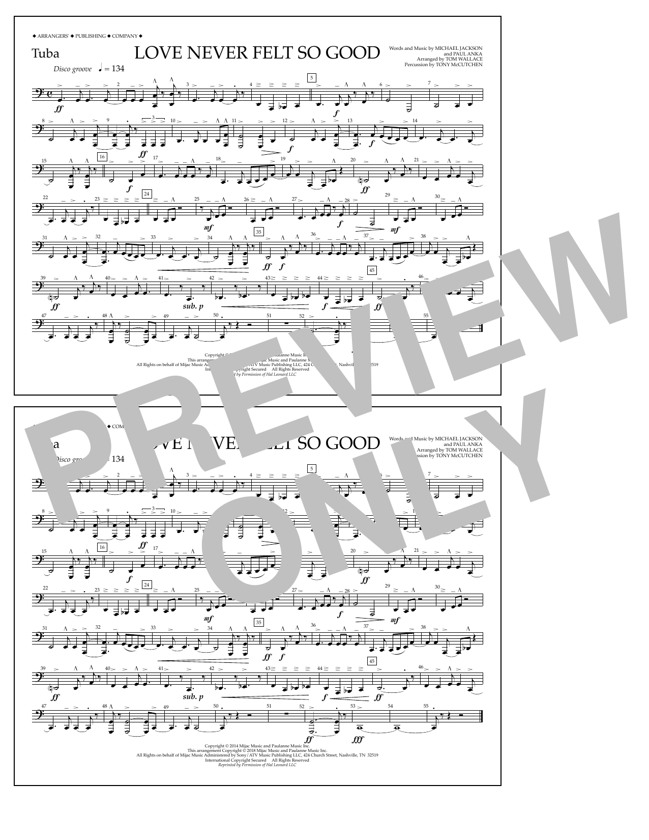 Learn to play Tom Wallace Love Never Felt So Good - Tuba sheet music for Marching Band in minutes. Price: 7.8900$ Tom Wallace Love Never Felt So Good - Tuba sheet music notes and chords arranged for Marching Band