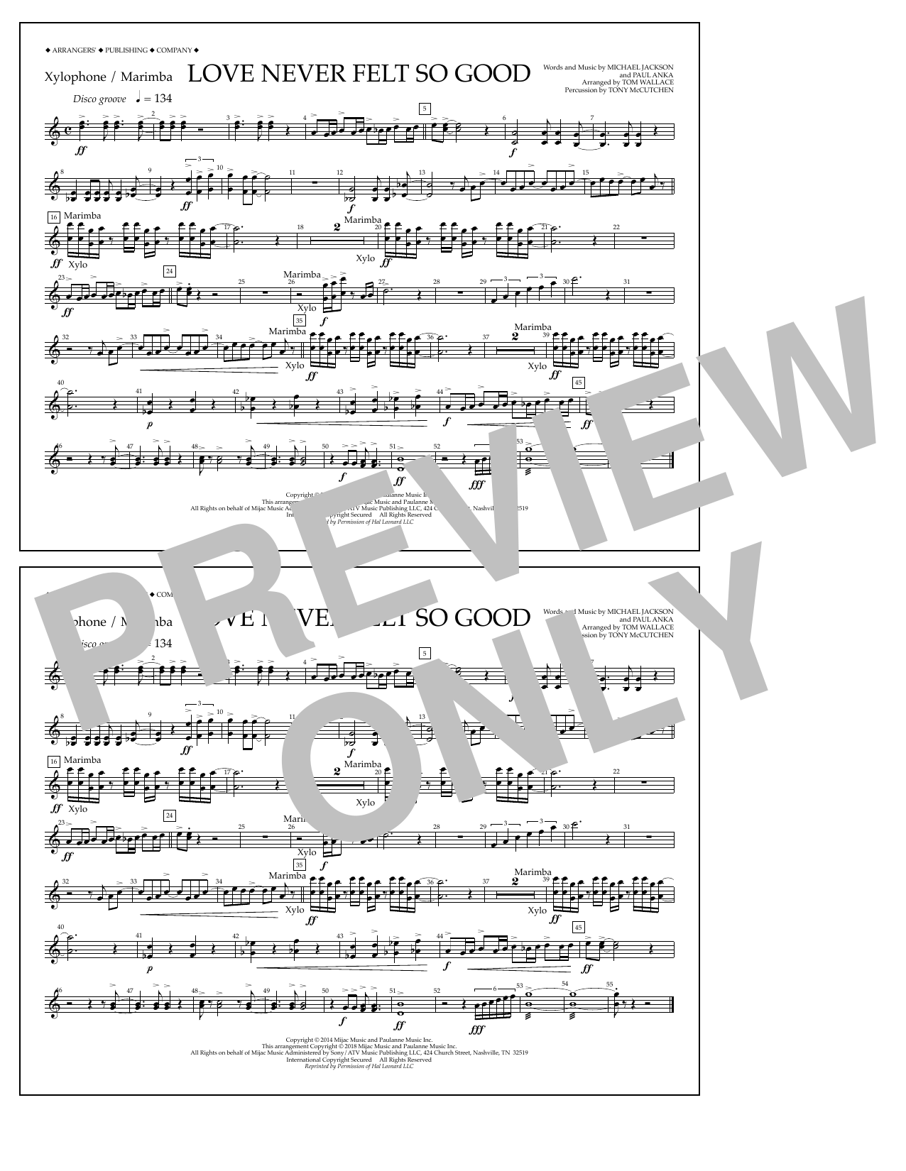Learn to play Tom Wallace Love Never Felt So Good - Xylophone/Marimba sheet music for Marching Band in minutes. Price: 7.8900$ Tom Wallace Love Never Felt So Good - Xylophone/Marimba sheet music notes and chords arranged for Marching Band