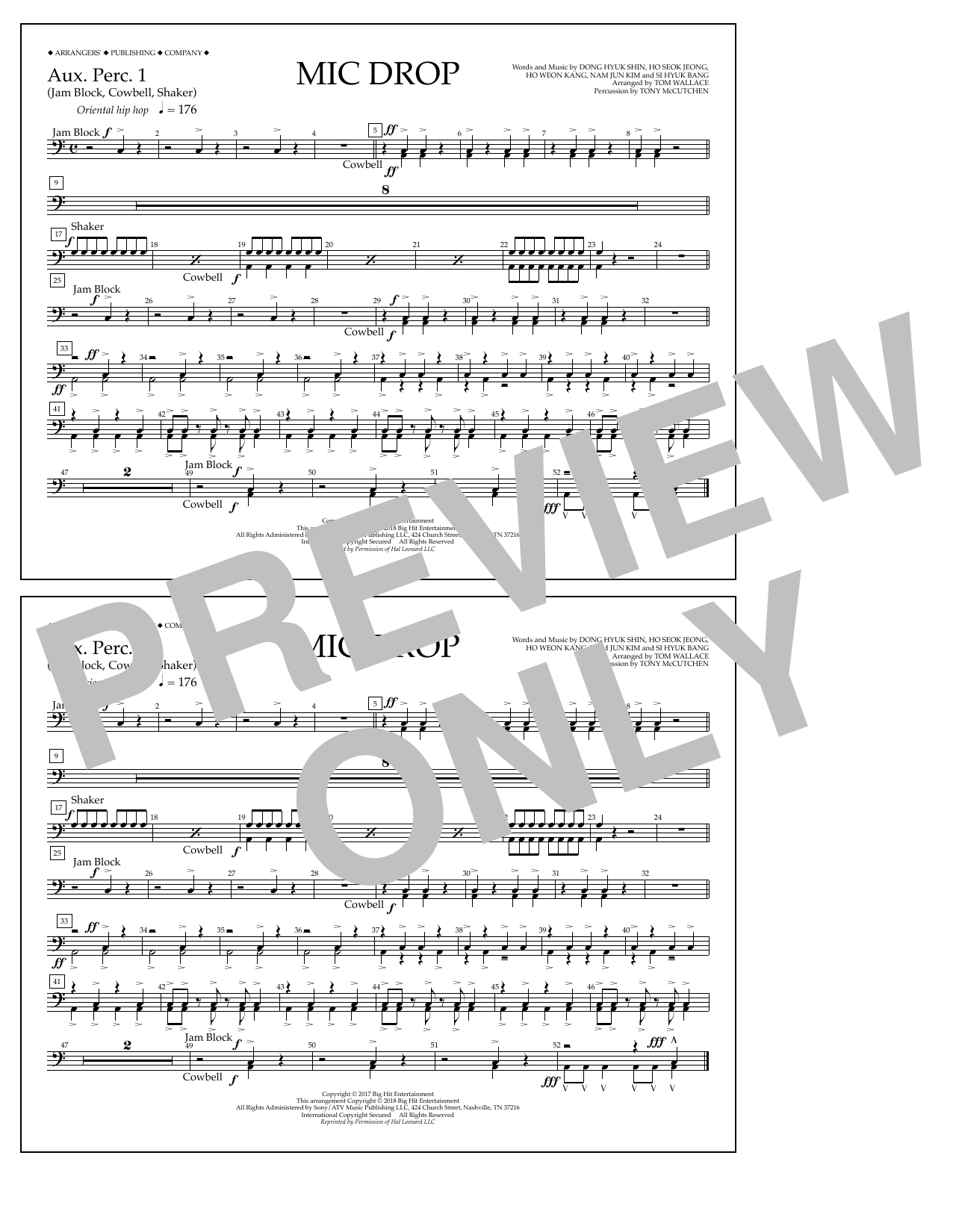Learn to play Tom Wallace Mic Drop - Aux. Perc. 1 sheet music for Marching Band in minutes. Price: 7.8900$ Tom Wallace Mic Drop - Aux. Perc. 1 sheet music notes and chords arranged for Marching Band