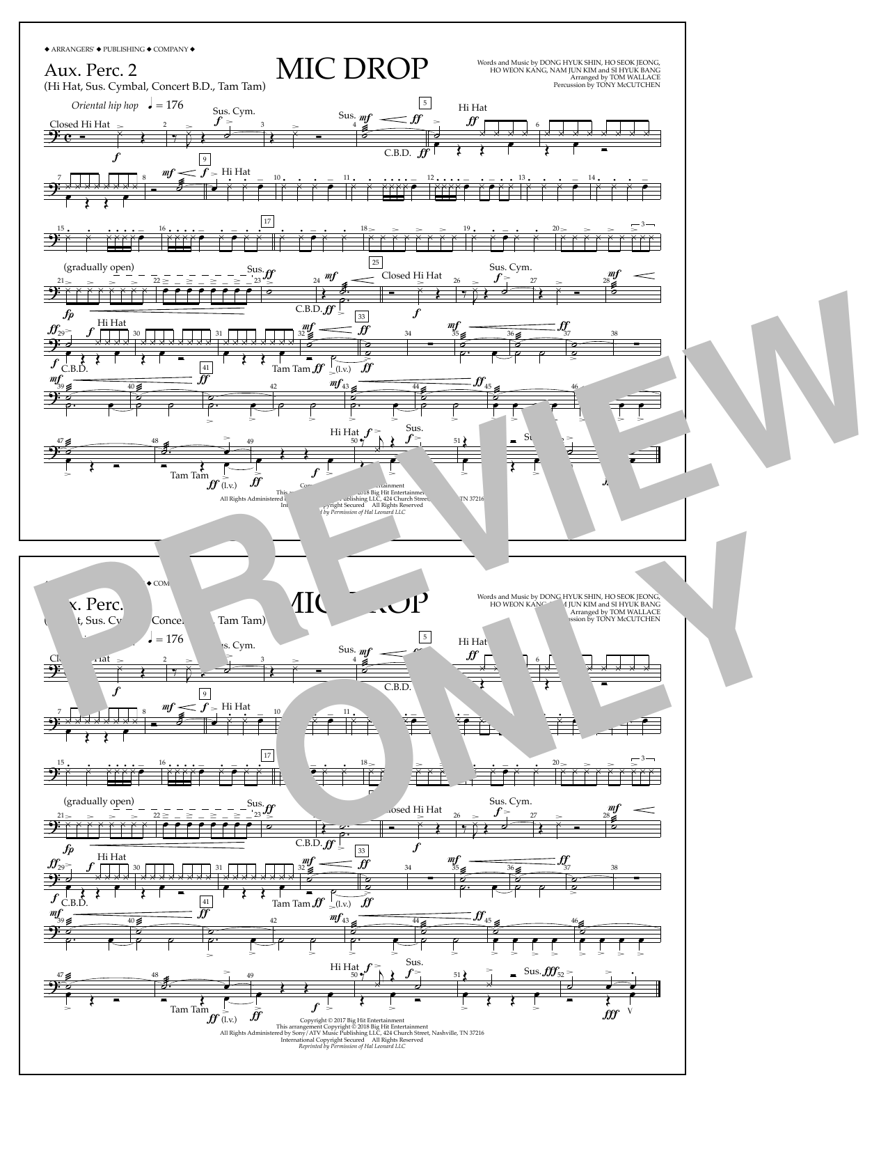 Learn to play Tom Wallace Mic Drop - Aux. Perc. 2 sheet music for Marching Band in minutes. Price: 7.8900$ Tom Wallace Mic Drop - Aux. Perc. 2 sheet music notes and chords arranged for Marching Band