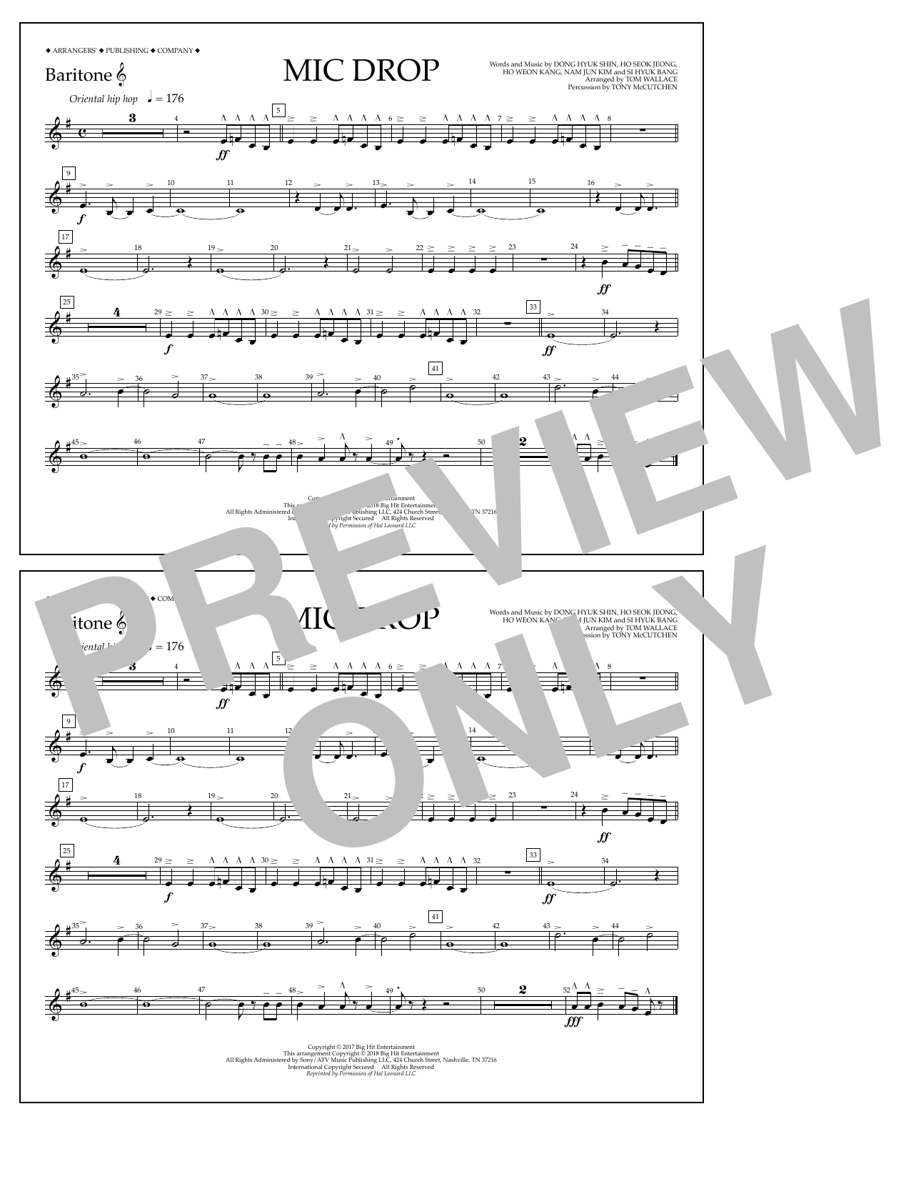 Learn to play Tom Wallace Mic Drop - Baritone T.C. sheet music for Marching Band in minutes. Price: 7.8900$ Tom Wallace Mic Drop - Baritone T.C. sheet music notes and chords arranged for Marching Band