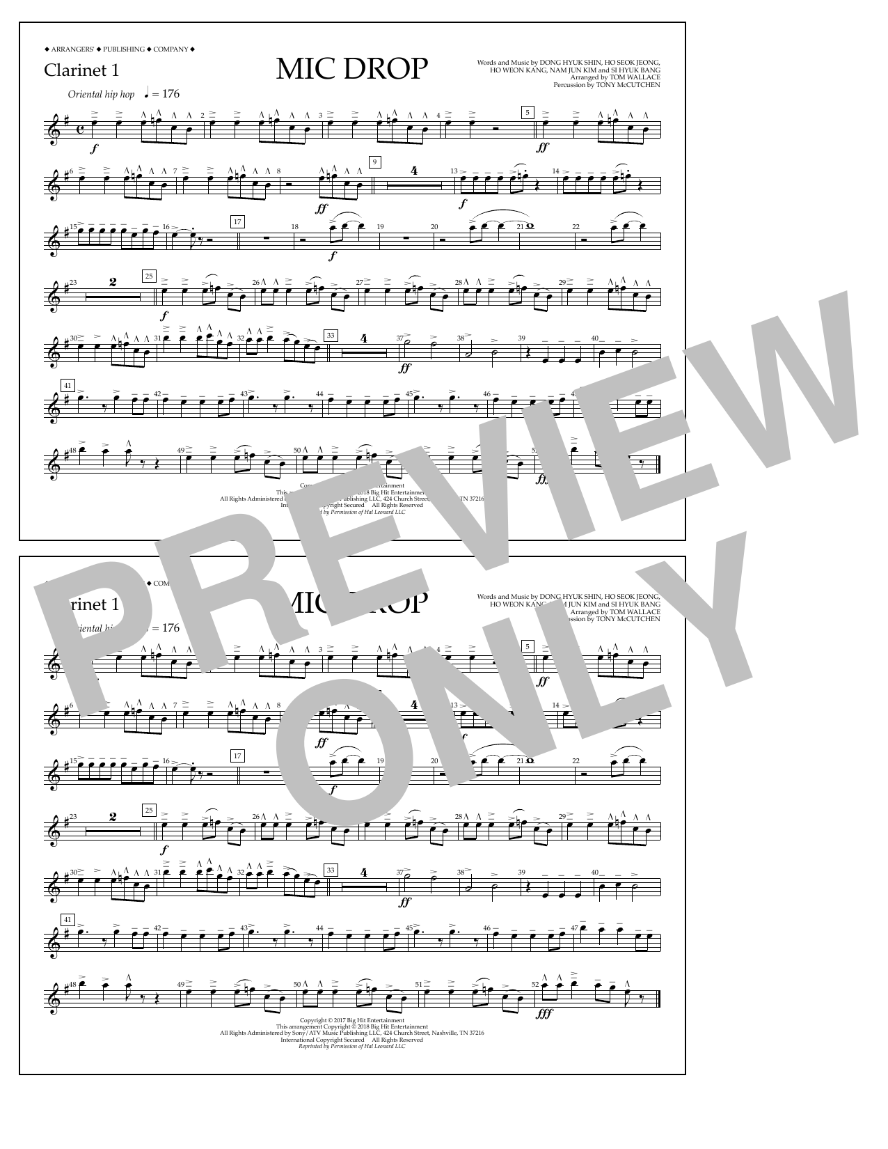 Learn to play Tom Wallace Mic Drop - Clarinet 1 sheet music for Marching Band in minutes. Price: 7.8900$ Tom Wallace Mic Drop - Clarinet 1 sheet music notes and chords arranged for Marching Band
