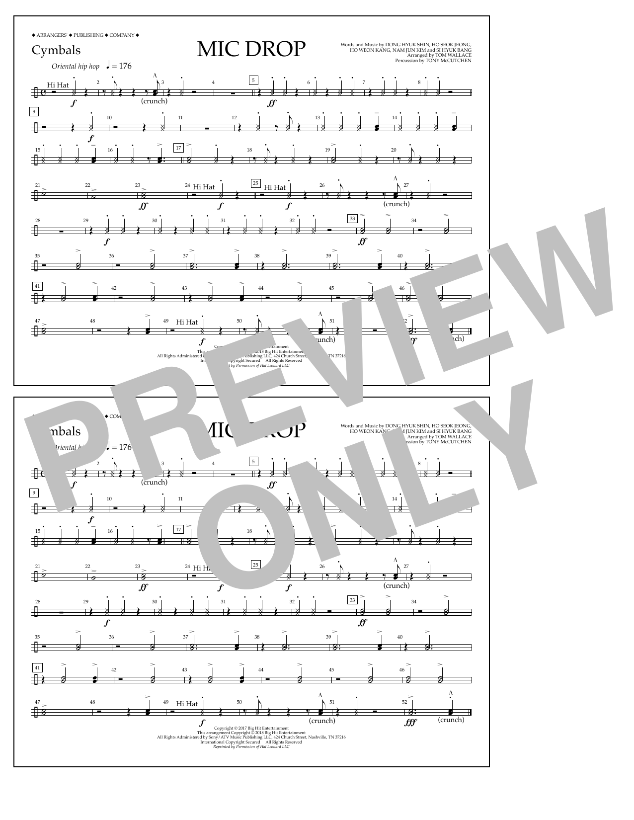 Tom Wallace Mic Drop - Cymbals sheet music notes and chords arranged for Marching Band