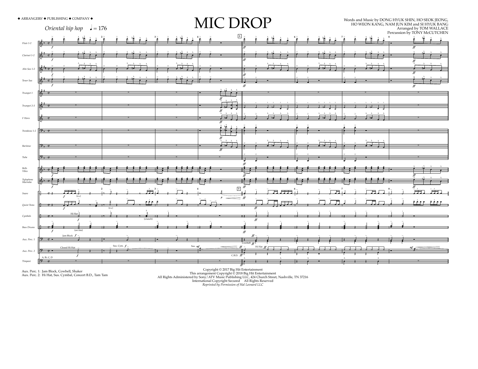 Learn to play Tom Wallace Mic Drop - Full Score sheet music for Marching Band in minutes. Price: 13.9700$ Tom Wallace Mic Drop - Full Score sheet music notes and chords arranged for Marching Band