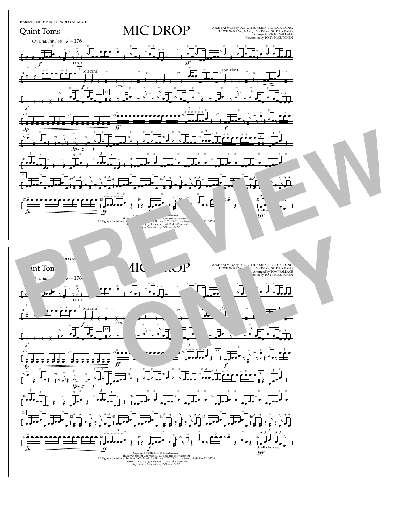 Learn to play Tom Wallace Mic Drop - Quint-Toms sheet music for Marching Band in minutes. Price: 7.8900$ Tom Wallace Mic Drop - Quint-Toms sheet music notes and chords arranged for Marching Band