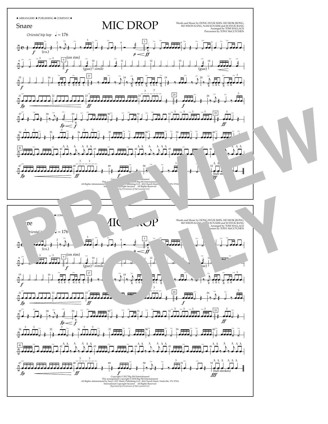 Learn to play Tom Wallace Mic Drop - Snare sheet music for Marching Band in minutes. Price: 7.8900$ Tom Wallace Mic Drop - Snare sheet music notes and chords arranged for Marching Band