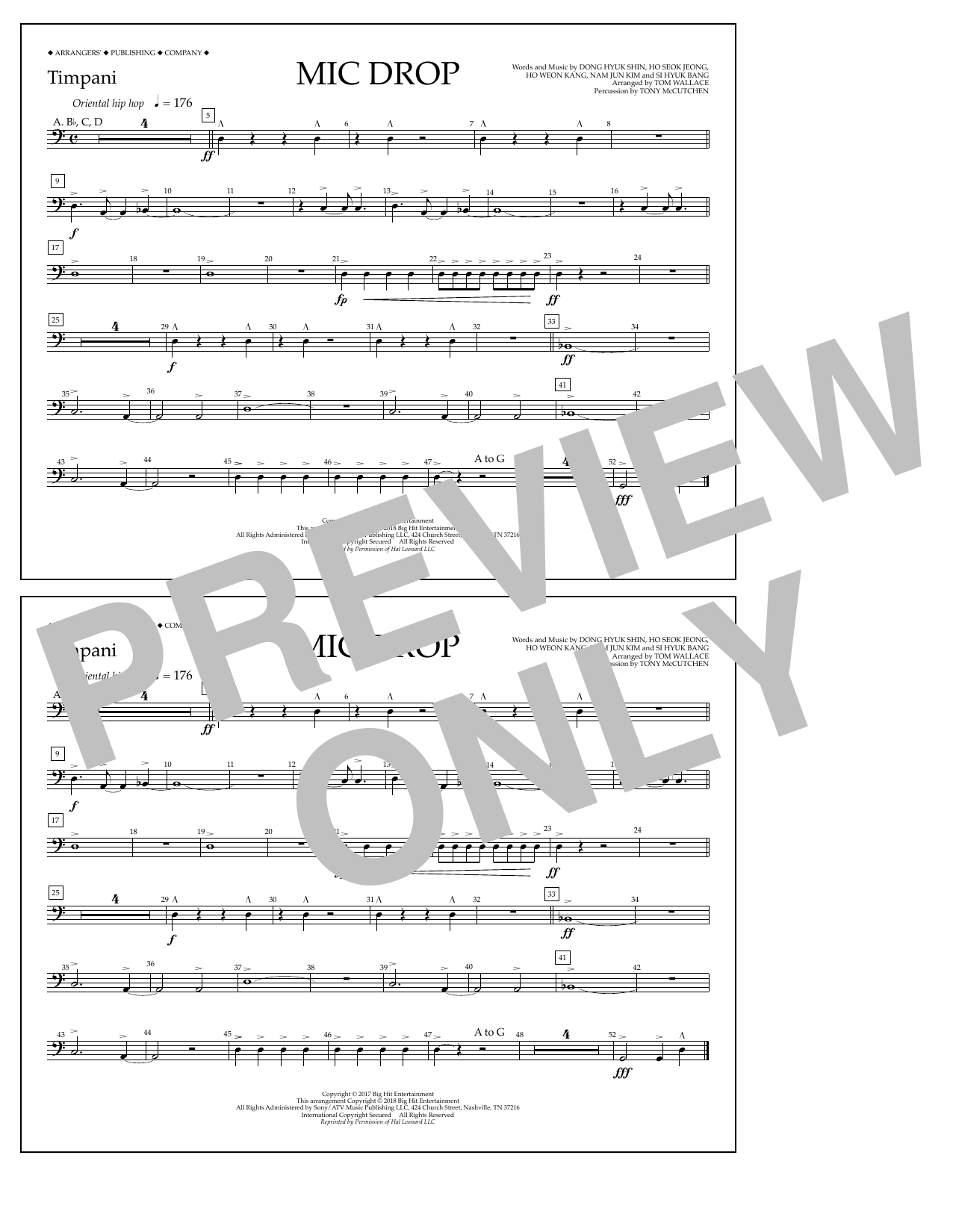 Learn to play Tom Wallace Mic Drop - Timpani sheet music for Marching Band in minutes. Price: 7.8900$ Tom Wallace Mic Drop - Timpani sheet music notes and chords arranged for Marching Band
