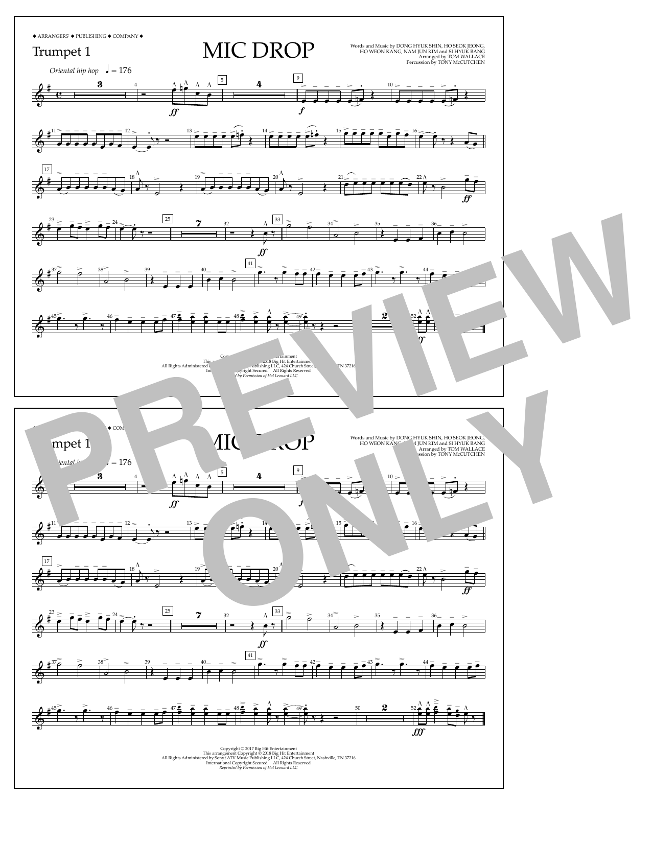 Learn to play Tom Wallace Mic Drop - Trumpet 1 sheet music for Marching Band in minutes. Price: 7.8900$ Tom Wallace Mic Drop - Trumpet 1 sheet music notes and chords arranged for Marching Band