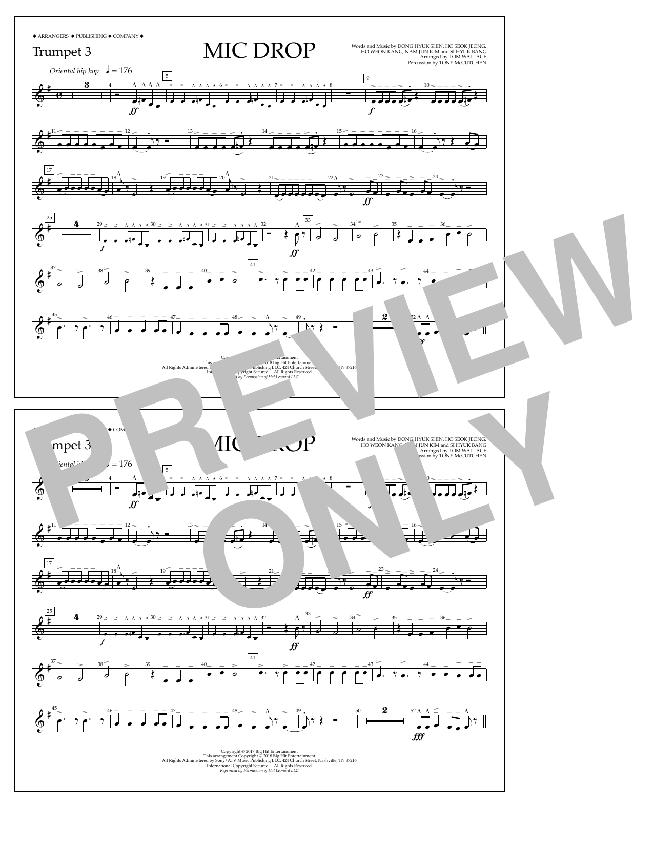 Learn to play Tom Wallace Mic Drop - Trumpet 3 sheet music for Marching Band in minutes. Price: 7.8900$ Tom Wallace Mic Drop - Trumpet 3 sheet music notes and chords arranged for Marching Band