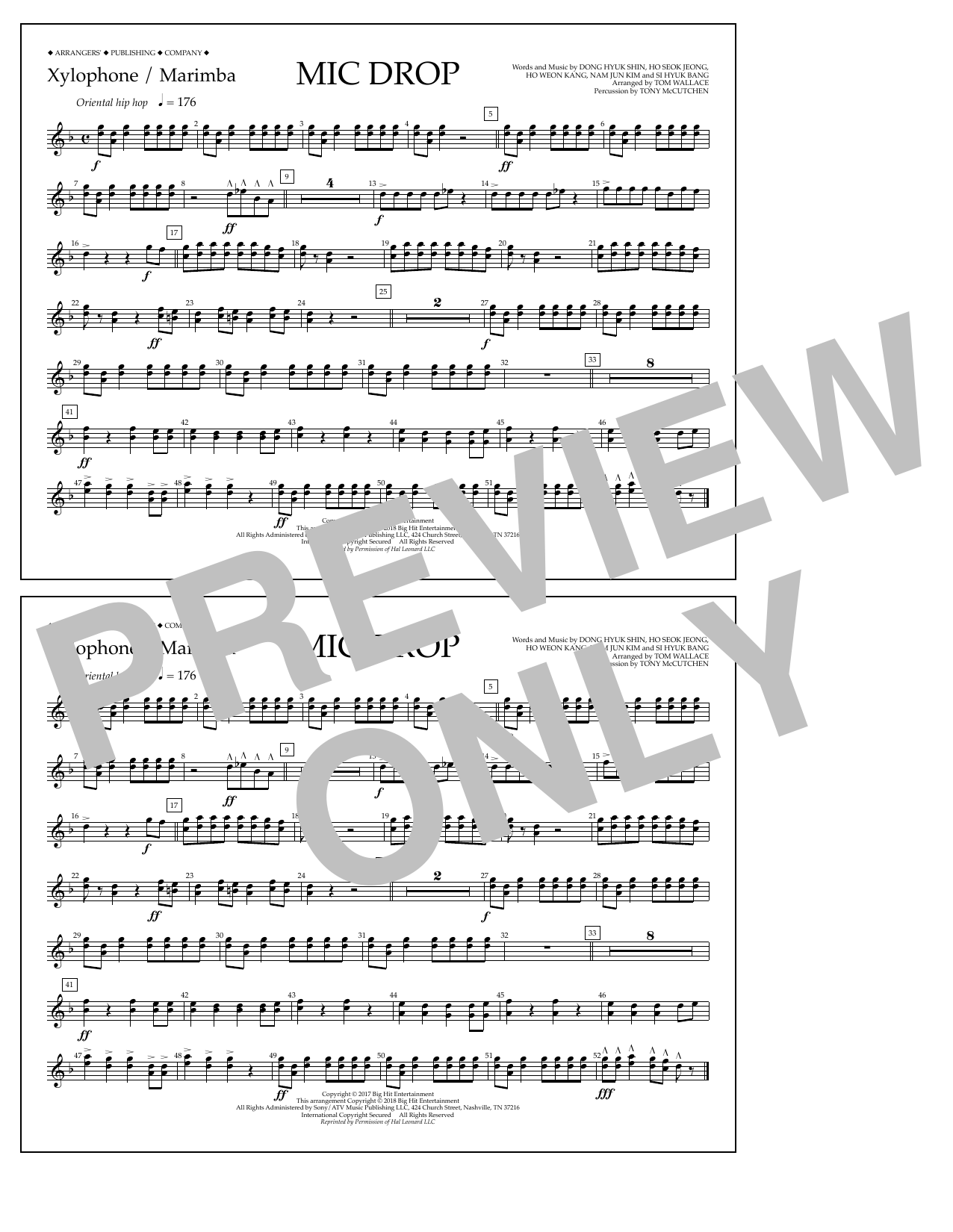 Learn to play Tom Wallace Mic Drop - Xylophone/Marimba sheet music for Marching Band in minutes. Price: 7.8900$ Tom Wallace Mic Drop - Xylophone/Marimba sheet music notes and chords arranged for Marching Band