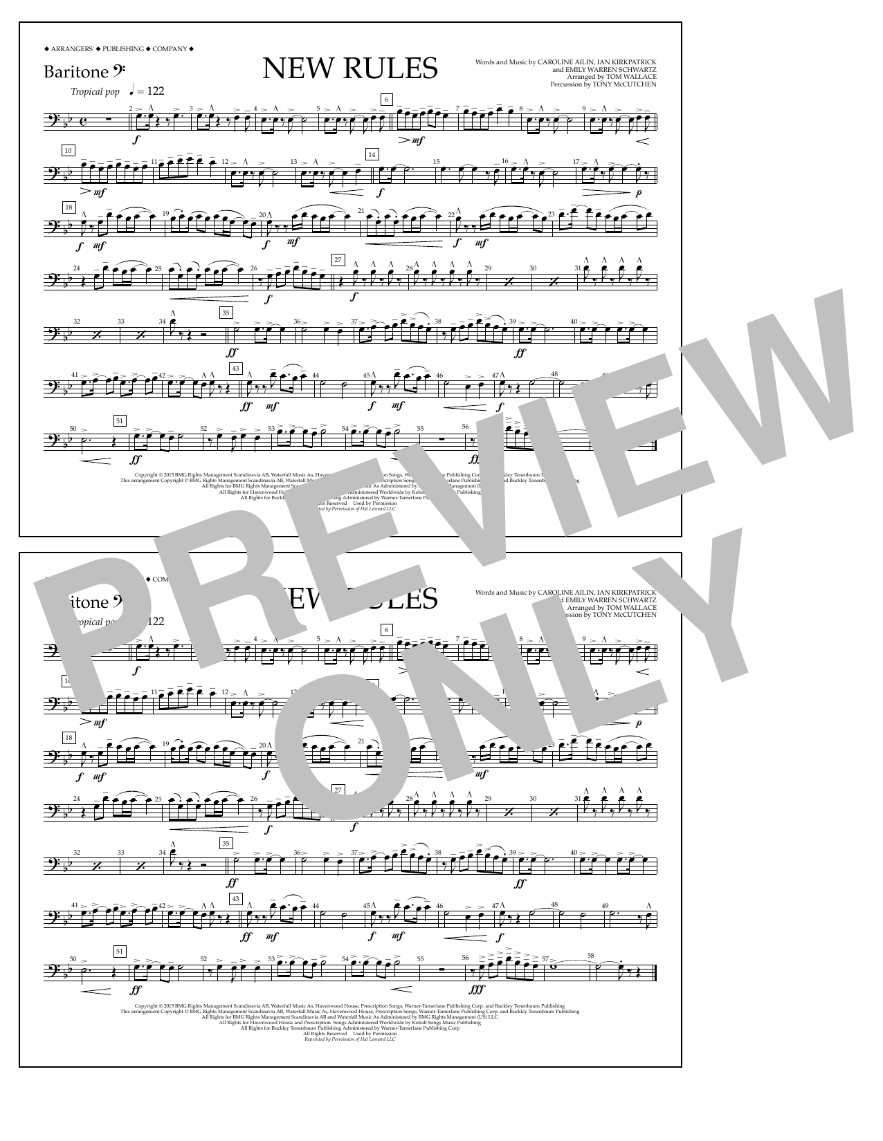 Learn to play Tom Wallace New Rules - Baritone B.C. sheet music for Marching Band in minutes. Price: 7.8900$ Tom Wallace New Rules - Baritone B.C. sheet music notes and chords arranged for Marching Band