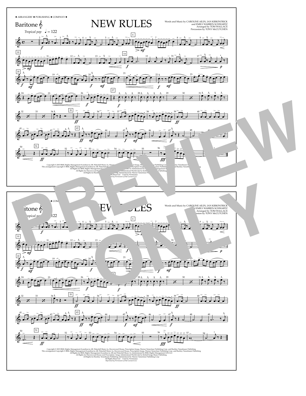 Learn to play Tom Wallace New Rules - Baritone T.C. sheet music for Marching Band in minutes. Price: 7.8900$ Tom Wallace New Rules - Baritone T.C. sheet music notes and chords arranged for Marching Band