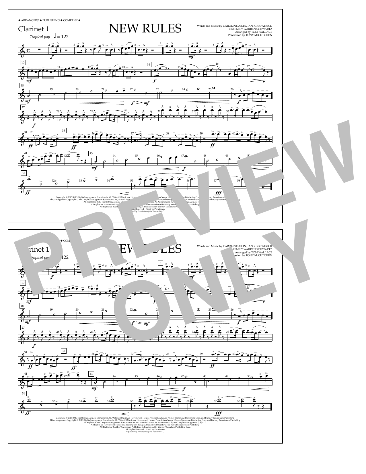Learn to play Tom Wallace New Rules - Clarinet 1 sheet music for Marching Band in minutes. Price: 7.8900$ Tom Wallace New Rules - Clarinet 1 sheet music notes and chords arranged for Marching Band