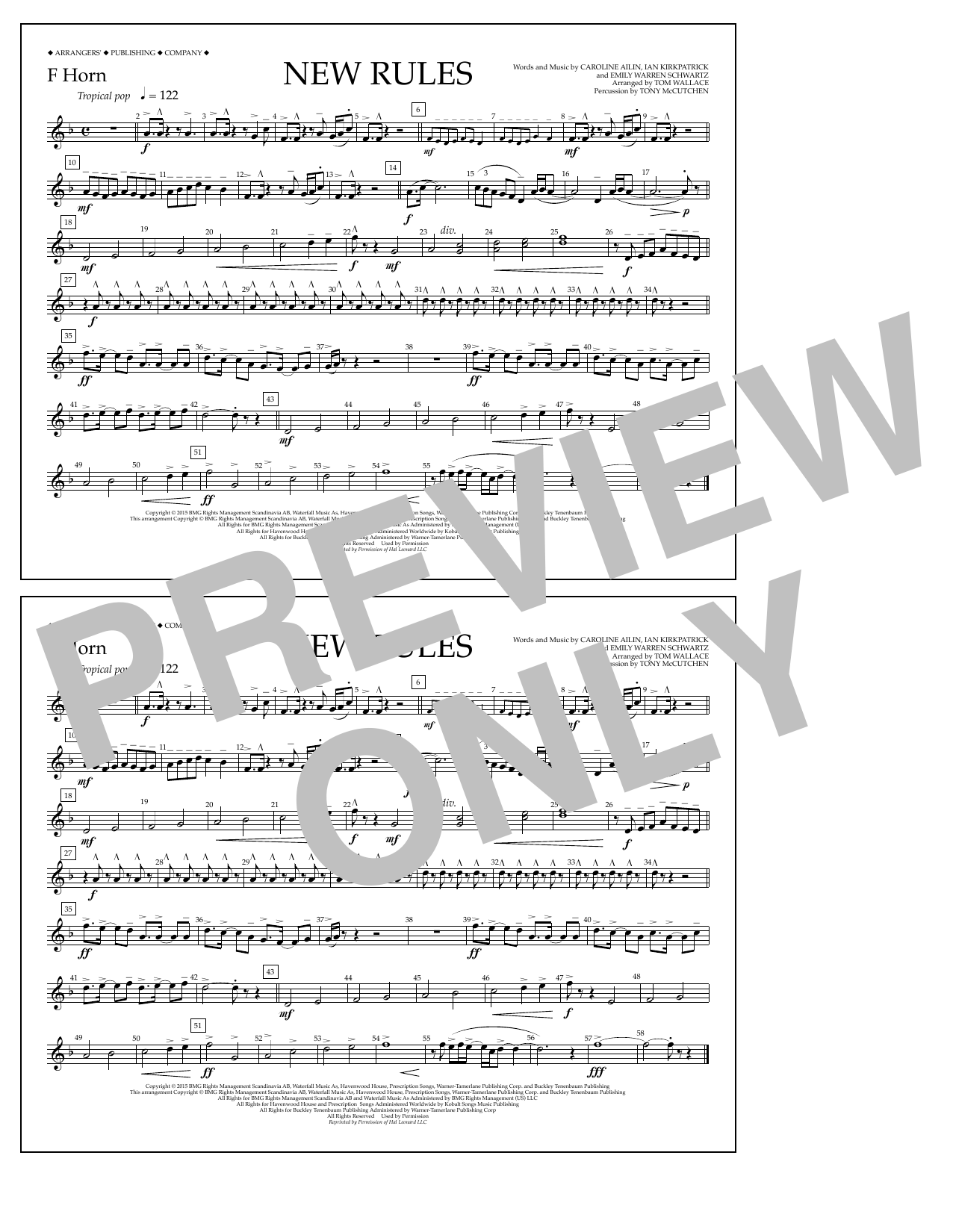 Learn to play Tom Wallace New Rules - F Horn sheet music for Marching Band in minutes. Price: 7.8900$ Tom Wallace New Rules - F Horn sheet music notes and chords arranged for Marching Band