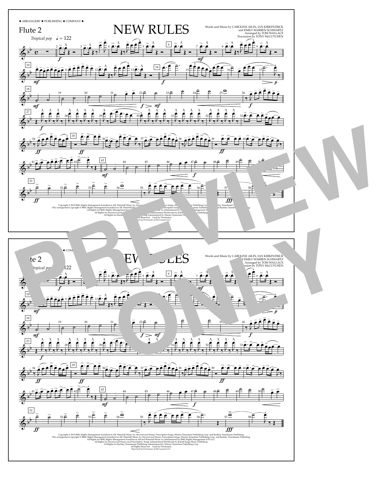 Learn to play Tom Wallace New Rules - Flute 2 sheet music for Marching Band in minutes. Price: 7.8900$ Tom Wallace New Rules - Flute 2 sheet music notes and chords arranged for Marching Band