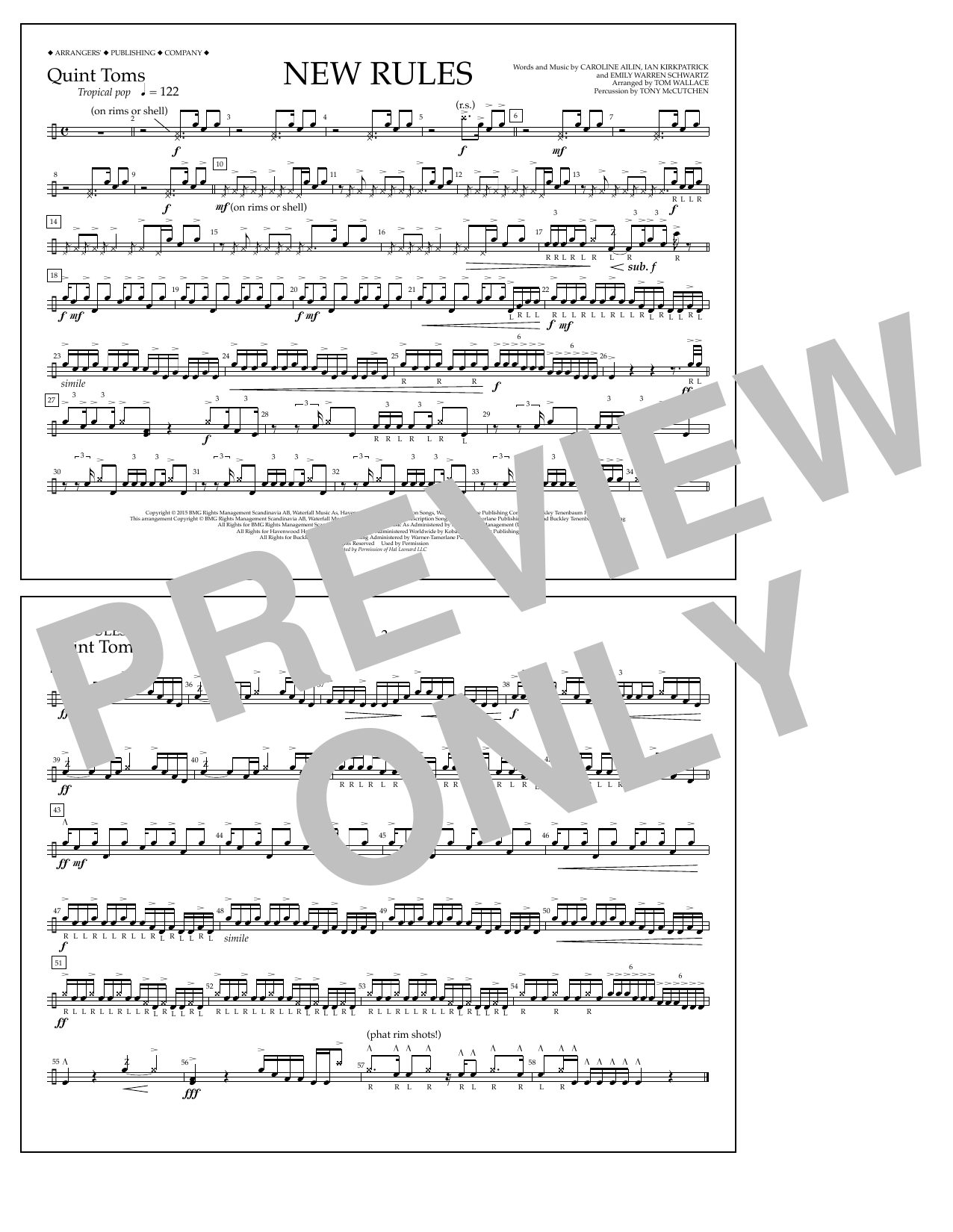 Learn to play Tom Wallace New Rules - Quint-Toms sheet music for Marching Band in minutes. Price: 7.8900$ Tom Wallace New Rules - Quint-Toms sheet music notes and chords arranged for Marching Band