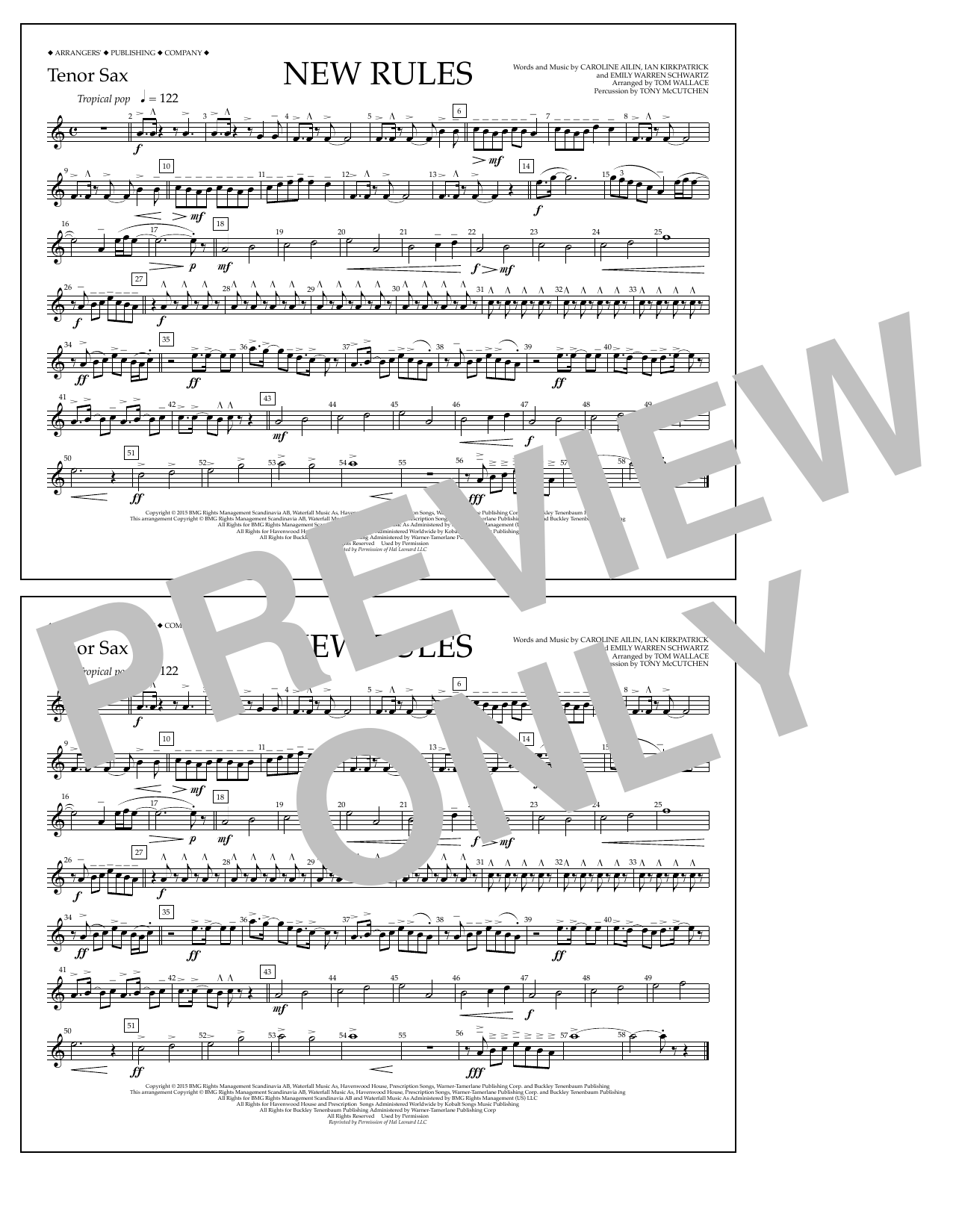Learn to play Tom Wallace New Rules - Tenor Sax sheet music for Marching Band in minutes. Price: 7.8900$ Tom Wallace New Rules - Tenor Sax sheet music notes and chords arranged for Marching Band
