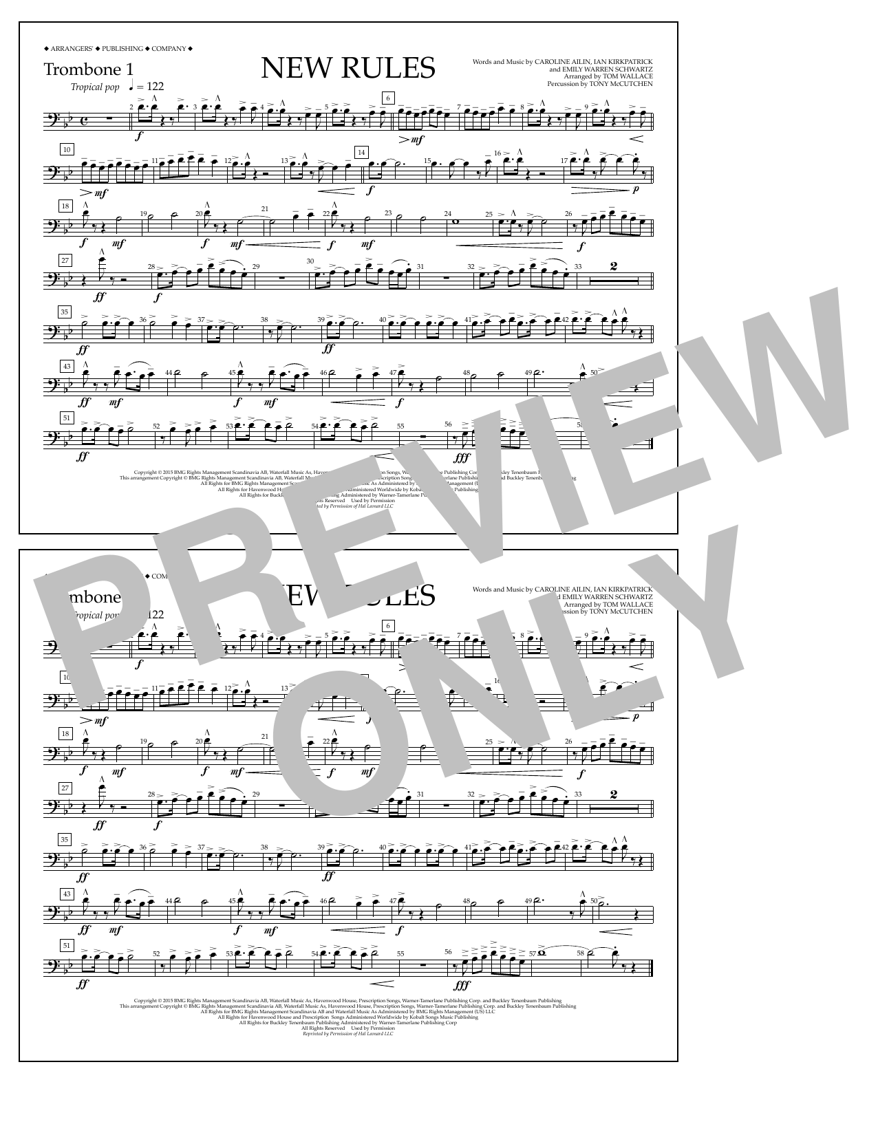 Learn to play Tom Wallace New Rules - Trombone 1 sheet music for Marching Band in minutes. Price: 7.8900$ Tom Wallace New Rules - Trombone 1 sheet music notes and chords arranged for Marching Band