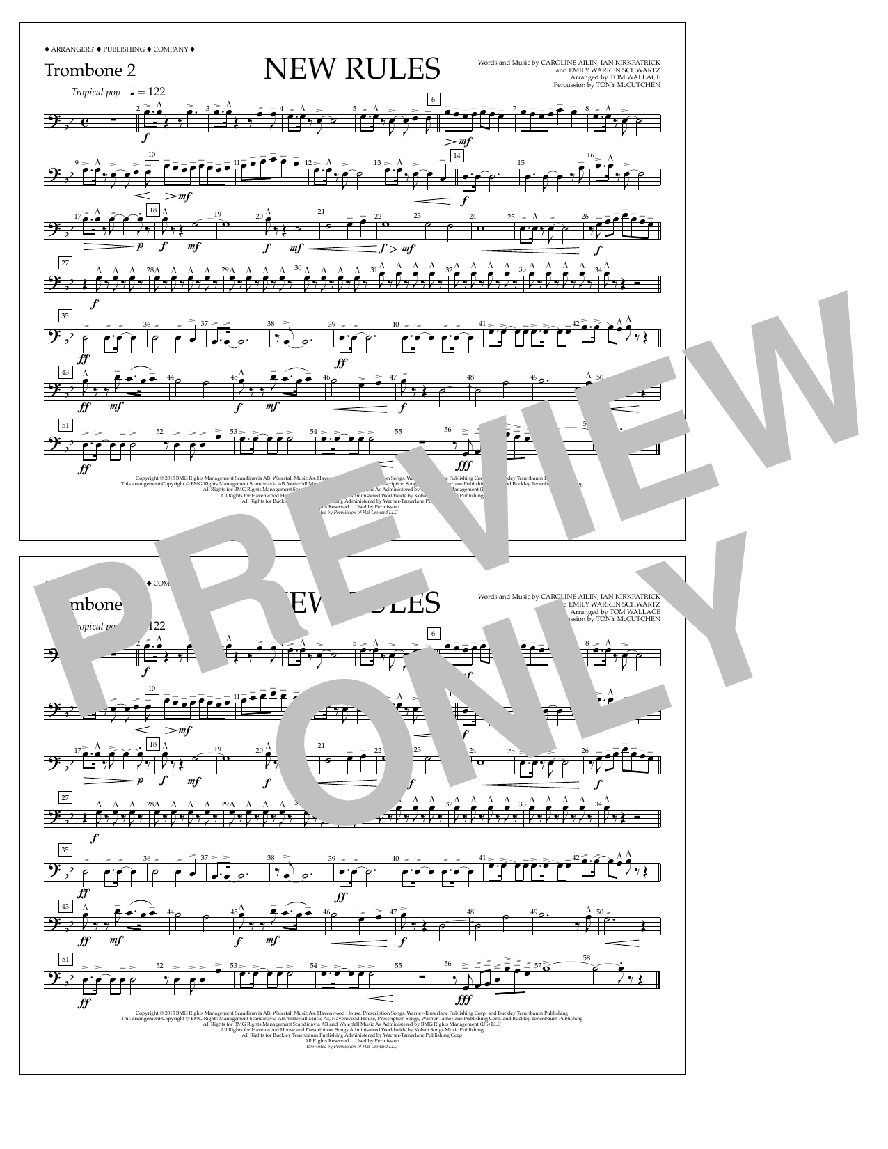 Learn to play Tom Wallace New Rules - Trombone 2 sheet music for Marching Band in minutes. Price: 7.8900$ Tom Wallace New Rules - Trombone 2 sheet music notes and chords arranged for Marching Band
