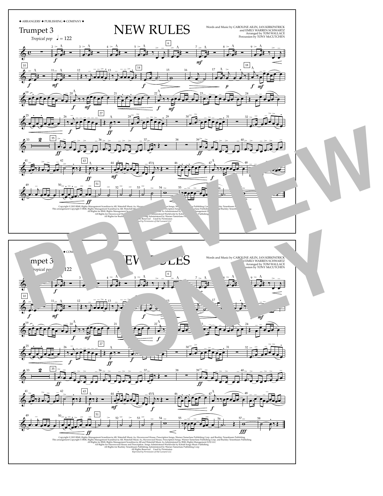 Learn to play Tom Wallace New Rules - Trumpet 3 sheet music for Marching Band in minutes. Price: 7.8900$ Tom Wallace New Rules - Trumpet 3 sheet music notes and chords arranged for Marching Band