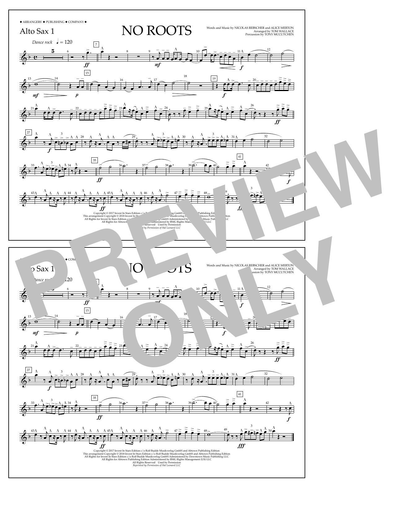 Learn to play Tom Wallace No Roots - Alto Sax 1 sheet music for Marching Band in minutes. Price: 7.8900$ Tom Wallace No Roots - Alto Sax 1 sheet music notes and chords arranged for Marching Band