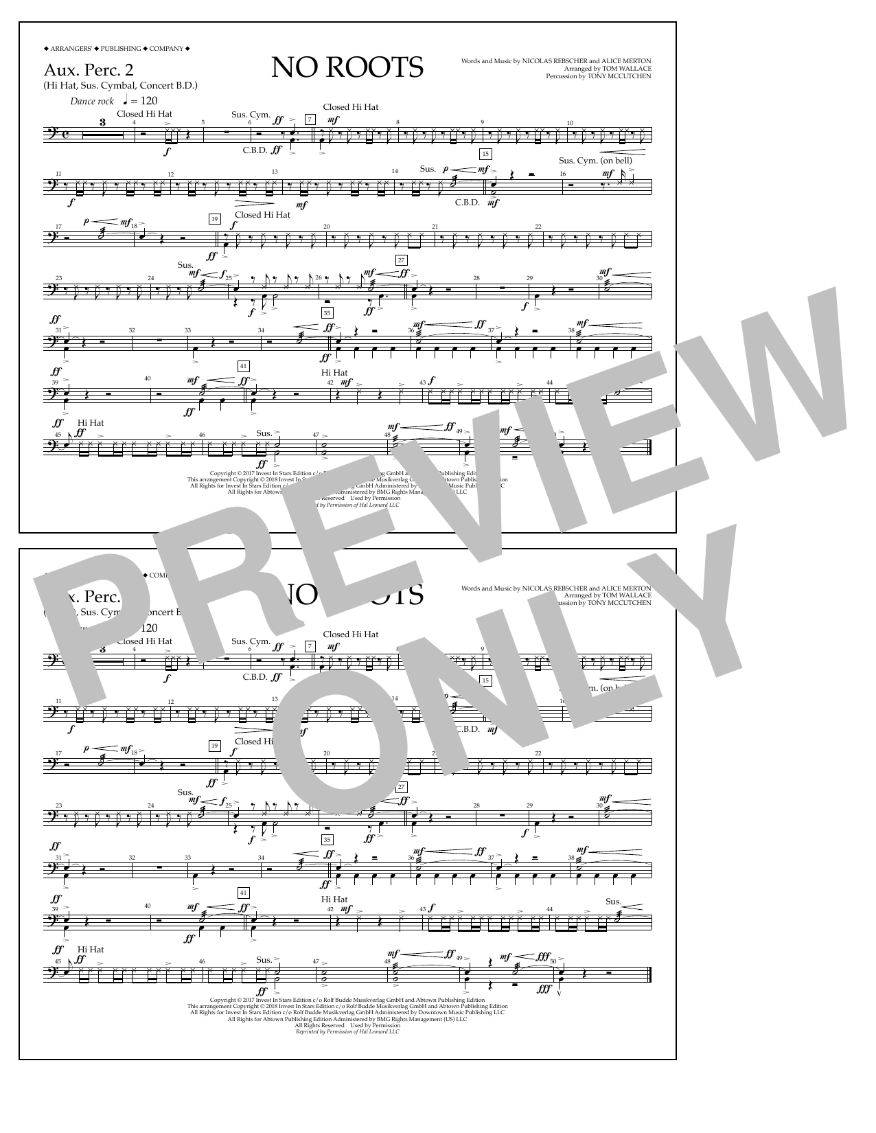 Learn to play Tom Wallace No Roots - Aux. Perc. 2 sheet music for Marching Band in minutes. Price: 7.8900$ Tom Wallace No Roots - Aux. Perc. 2 sheet music notes and chords arranged for Marching Band