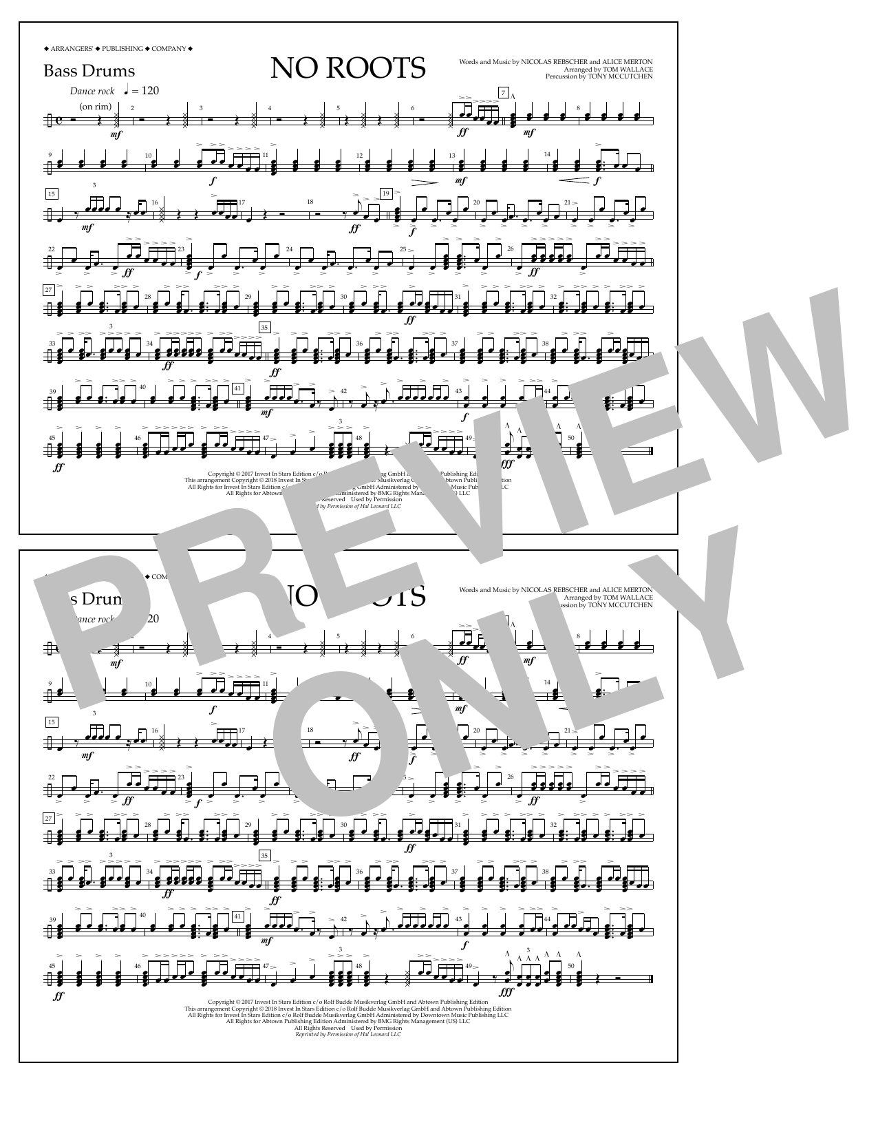 Learn to play Tom Wallace No Roots - Bass Drums sheet music for Marching Band in minutes. Price: 7.8900$ Tom Wallace No Roots - Bass Drums sheet music notes and chords arranged for Marching Band