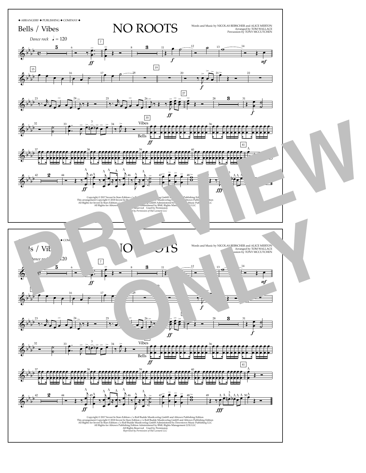 Learn to play Tom Wallace No Roots - Bells/Vibes sheet music for Marching Band in minutes. Price: 7.8900$ Tom Wallace No Roots - Bells/Vibes sheet music notes and chords arranged for Marching Band