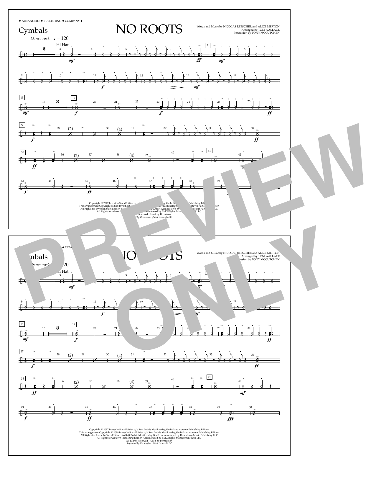 Learn to play Tom Wallace No Roots - Cymbals sheet music for Marching Band in minutes. Price: 7.8900$ Tom Wallace No Roots - Cymbals sheet music notes and chords arranged for Marching Band