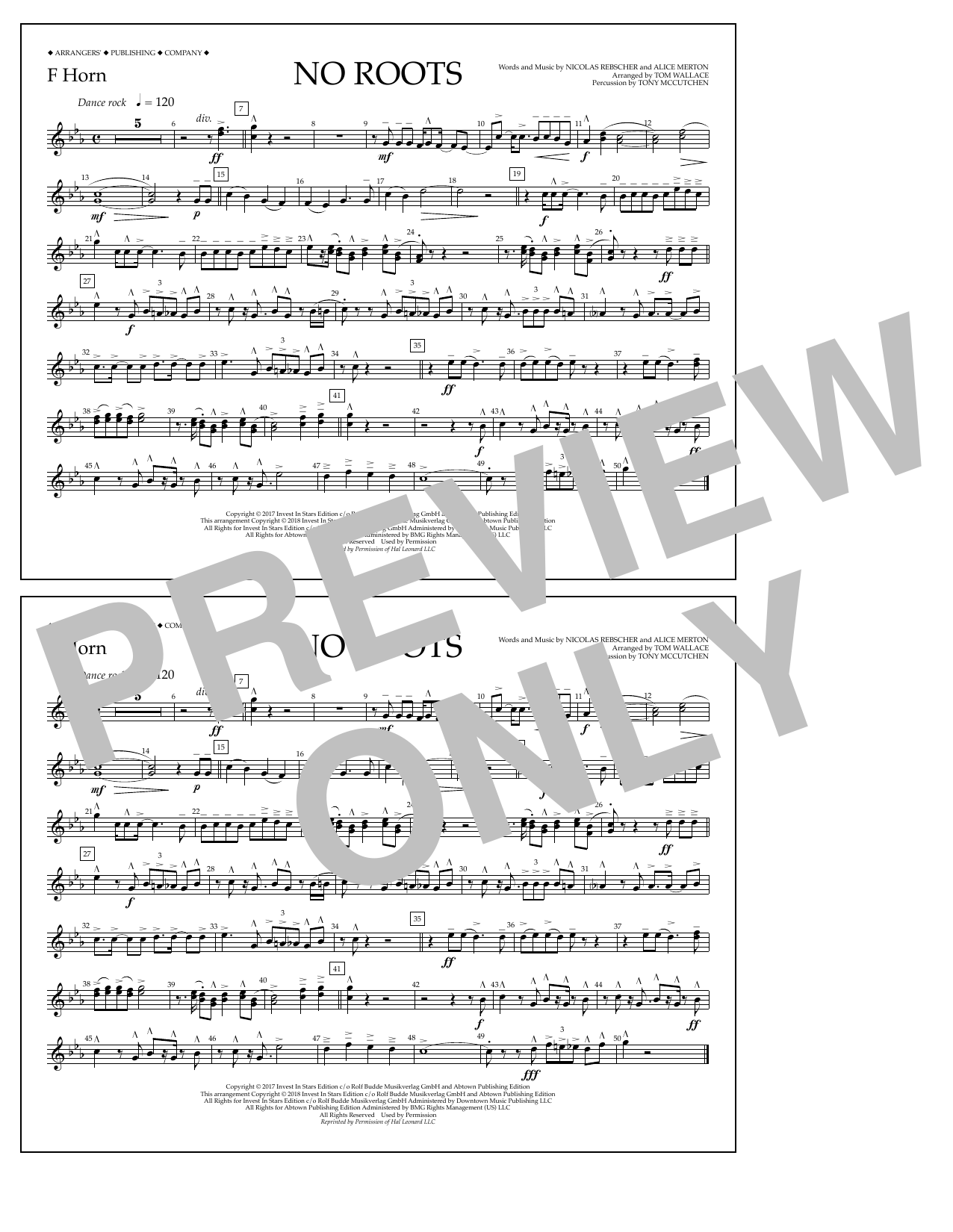 Learn to play Tom Wallace No Roots - F Horn sheet music for Marching Band in minutes. Price: 7.8900$ Tom Wallace No Roots - F Horn sheet music notes and chords arranged for Marching Band