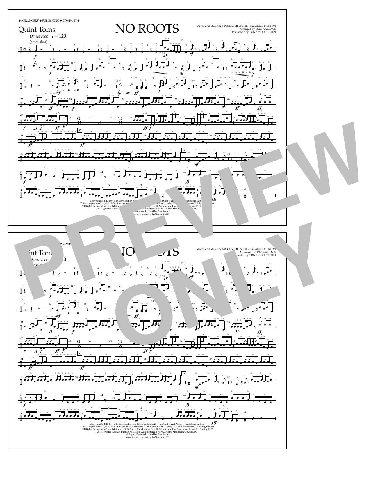 Learn to play Tom Wallace No Roots - Quint-Toms sheet music for Marching Band in minutes. Price: 7.8900$ Tom Wallace No Roots - Quint-Toms sheet music notes and chords arranged for Marching Band