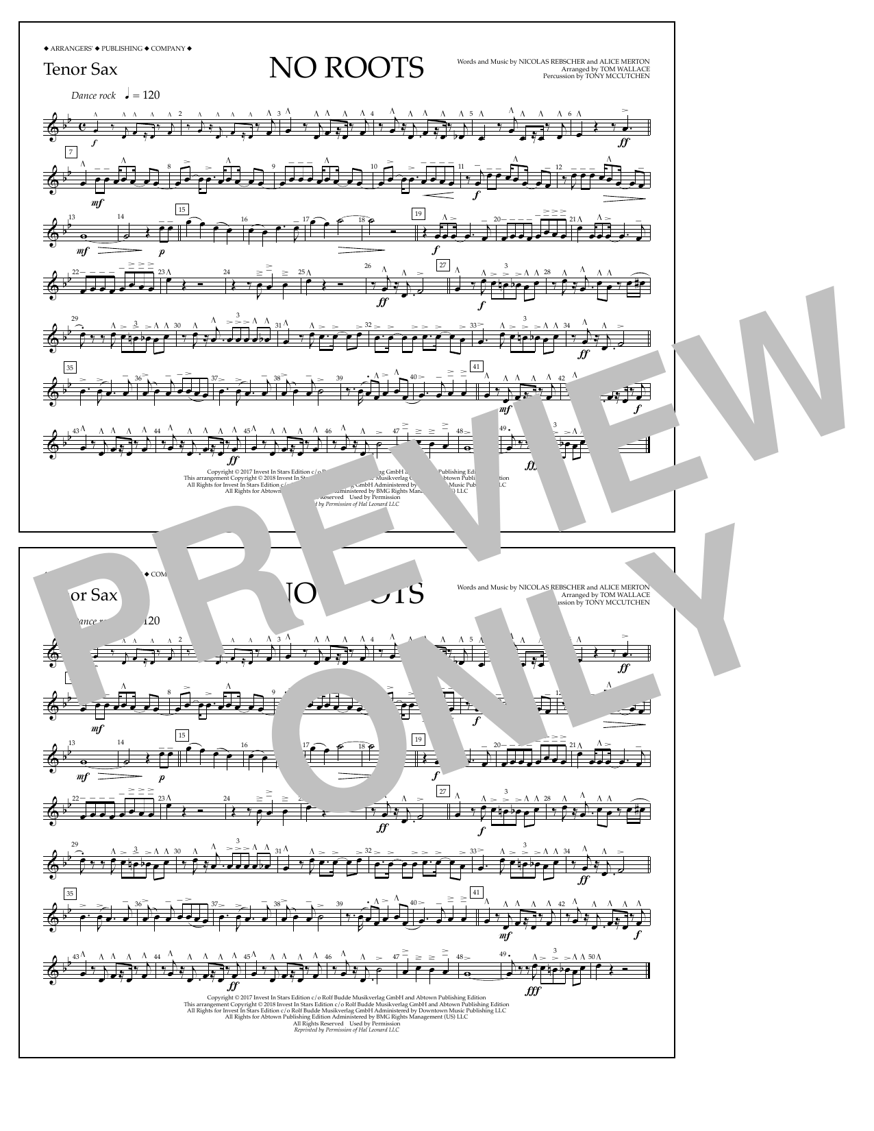 Learn to play Tom Wallace No Roots - Tenor Sax sheet music for Marching Band in minutes. Price: 7.8900$ Tom Wallace No Roots - Tenor Sax sheet music notes and chords arranged for Marching Band