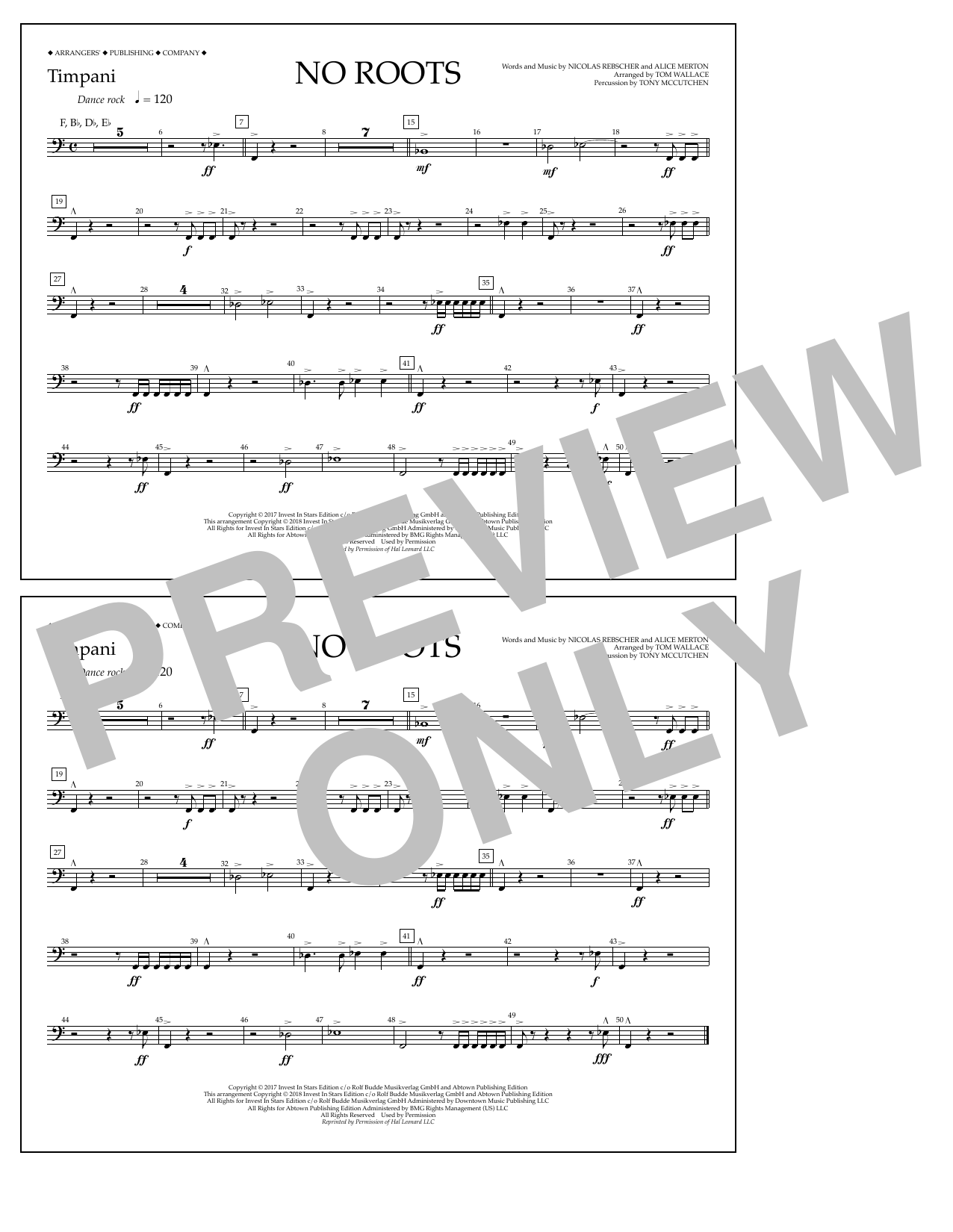 Learn to play Tom Wallace No Roots - Timpani sheet music for Marching Band in minutes. Price: 7.8900$ Tom Wallace No Roots - Timpani sheet music notes and chords arranged for Marching Band