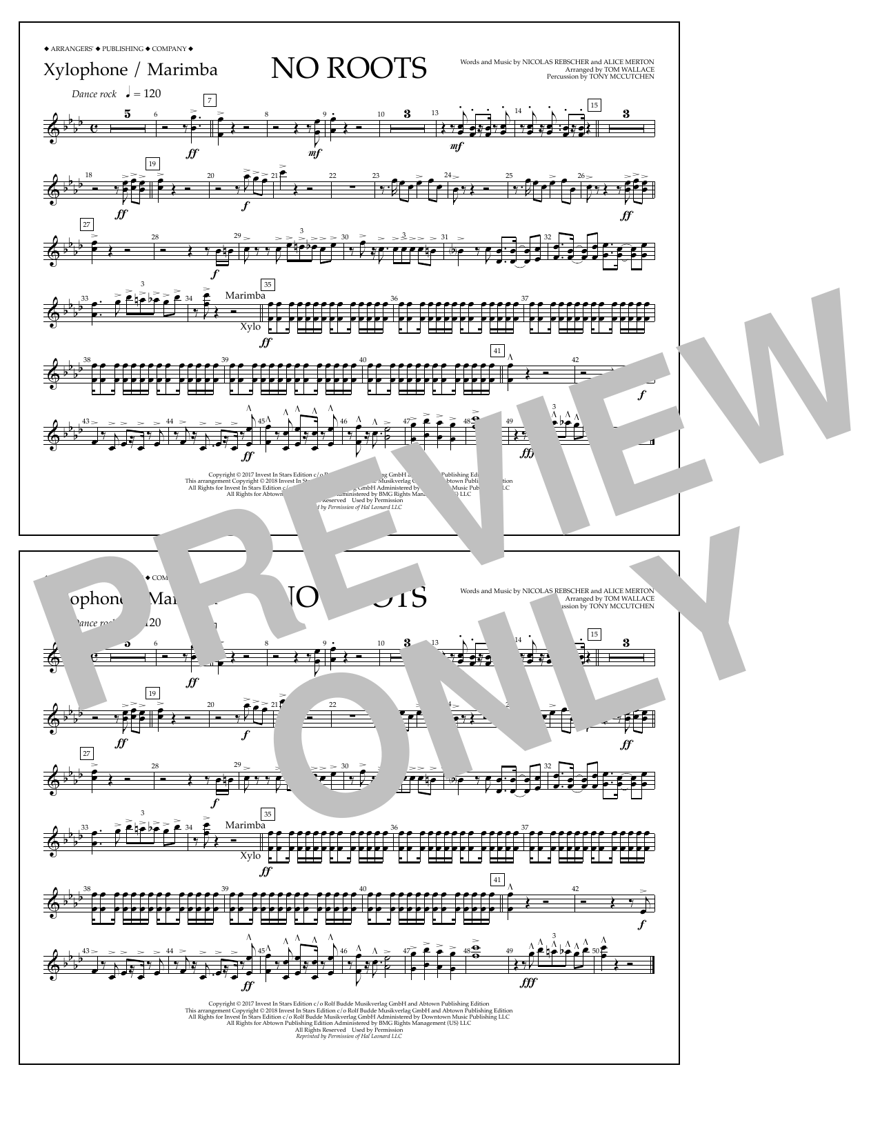 Learn to play Tom Wallace No Roots - Xylophone/Marimba sheet music for Marching Band in minutes. Price: 7.8900$ Tom Wallace No Roots - Xylophone/Marimba sheet music notes and chords arranged for Marching Band